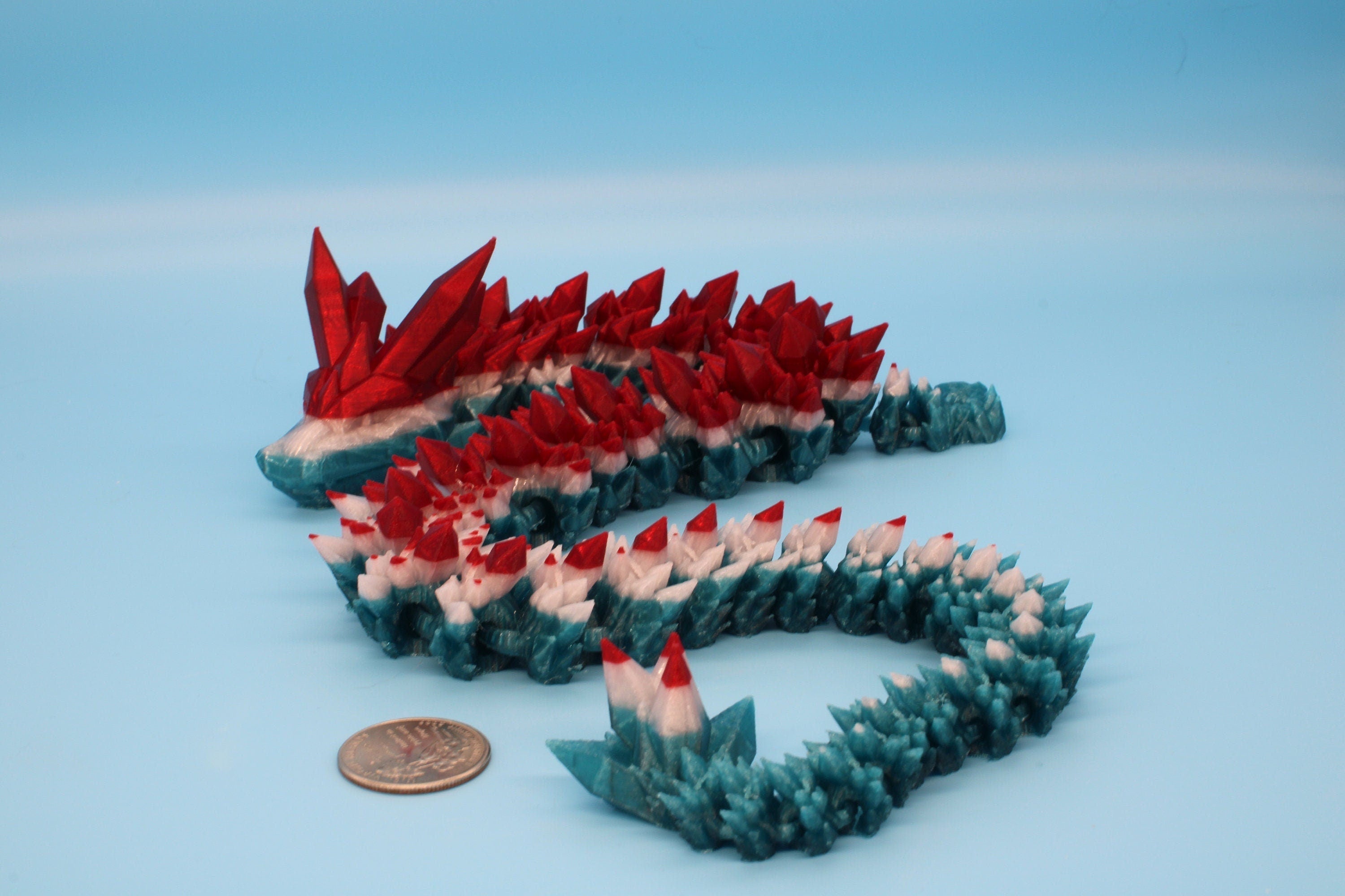 24 in. Original Crystal Rainbow Holiday Dragon. | 3D Printed | Articulating Crystal Dragon | Flexi, Adult Fidget Toy | MADE