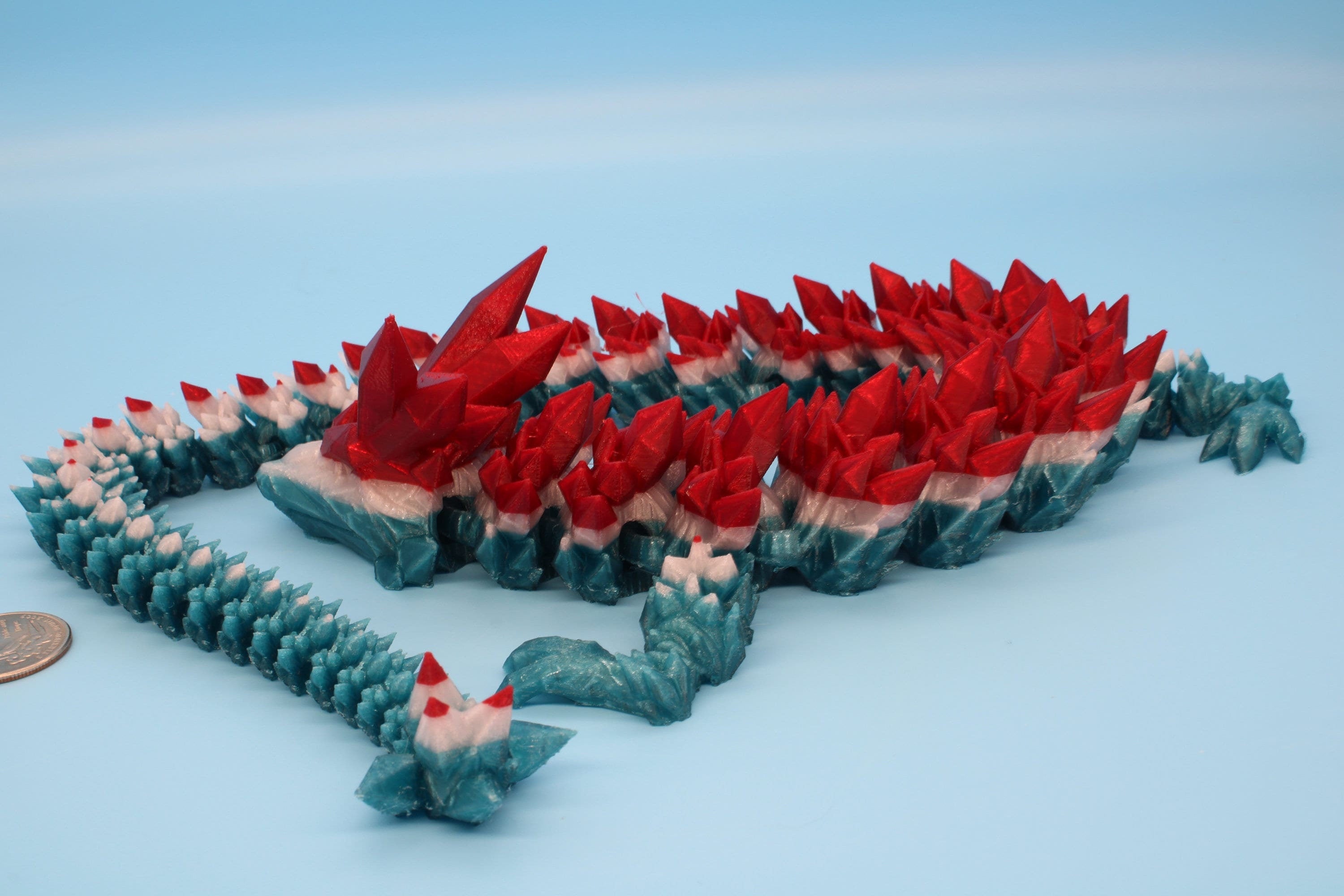 24 in. Original Crystal Rainbow Holiday Dragon. | 3D Printed | Articulating Crystal Dragon | Flexi, Adult Fidget Toy | MADE