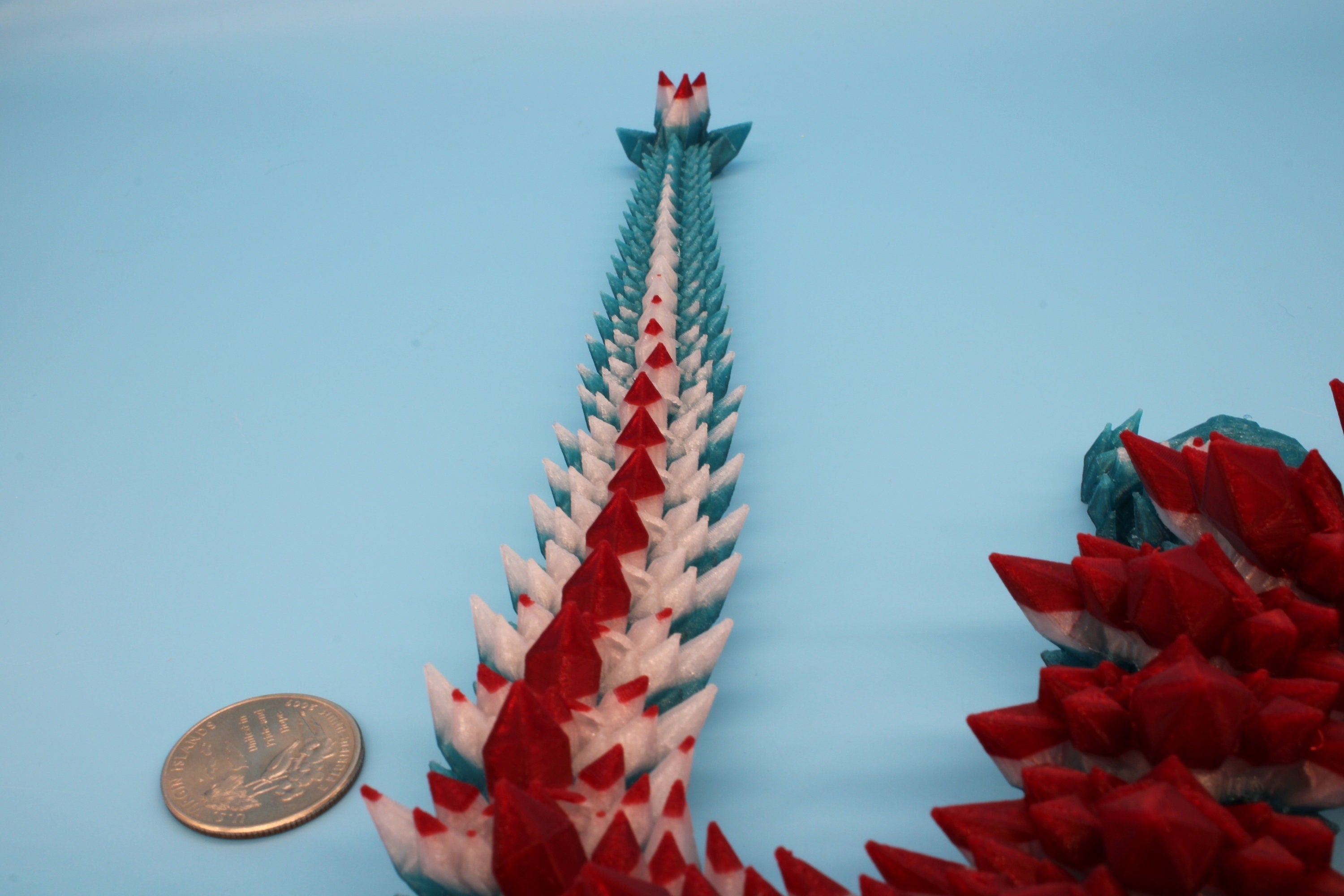 24 in. Original Crystal Rainbow Holiday Dragon. | 3D Printed | Articulating Crystal Dragon | Flexi, Adult Fidget Toy | MADE