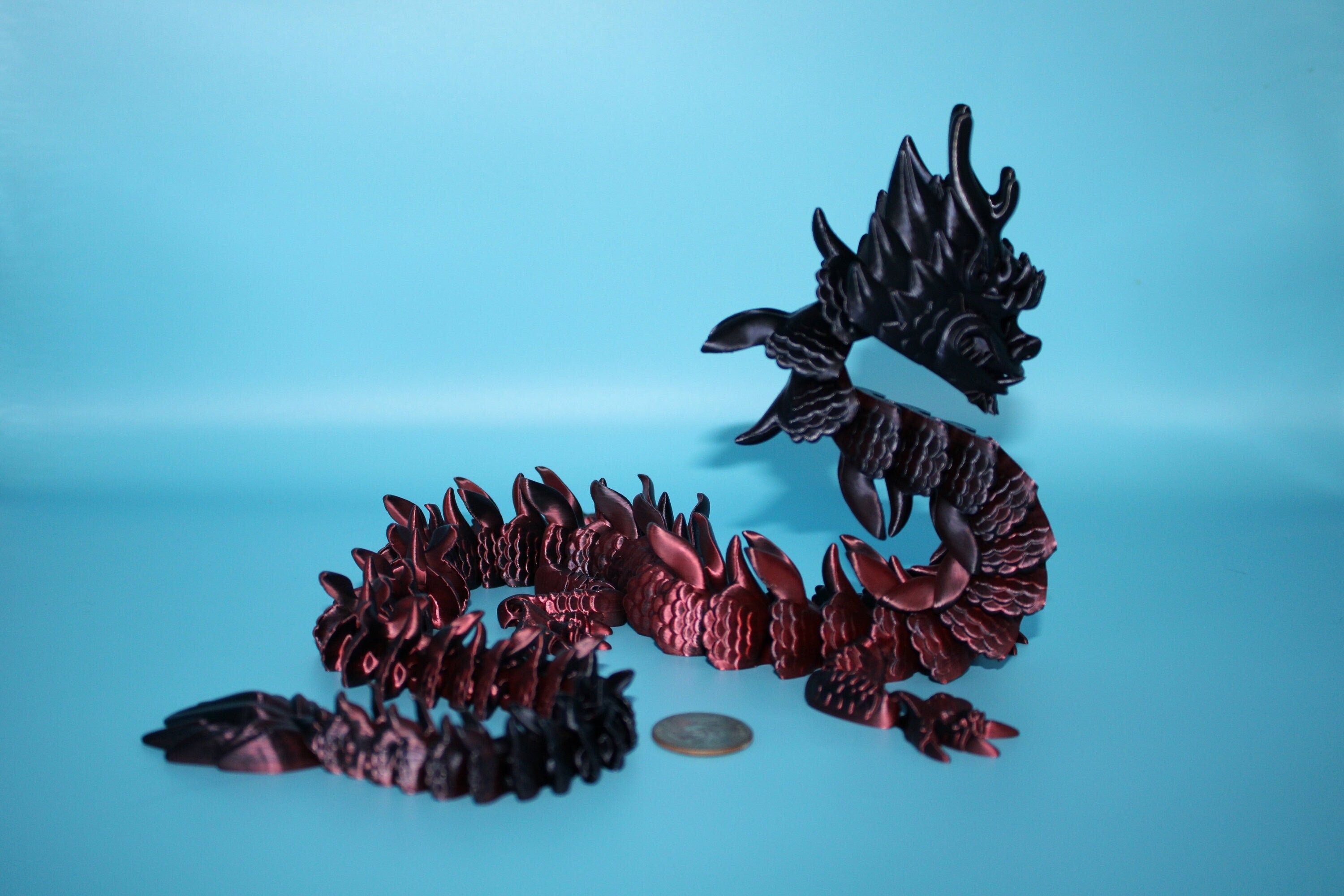 27 in. Multi Color Imperial Dragon | Fidget Toy Dragon 3D printed | Articulating Dragon | Flexi Toy | Stress Relief Gift