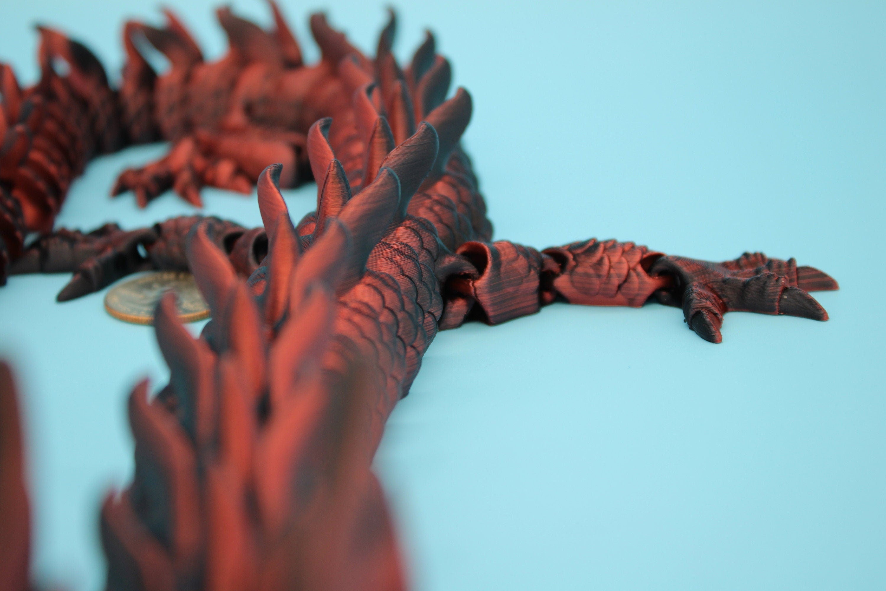 27 in. Multi Color Imperial Dragon | Fidget Toy Dragon 3D printed | Articulating Dragon | Flexi Toy | Stress Relief Gift