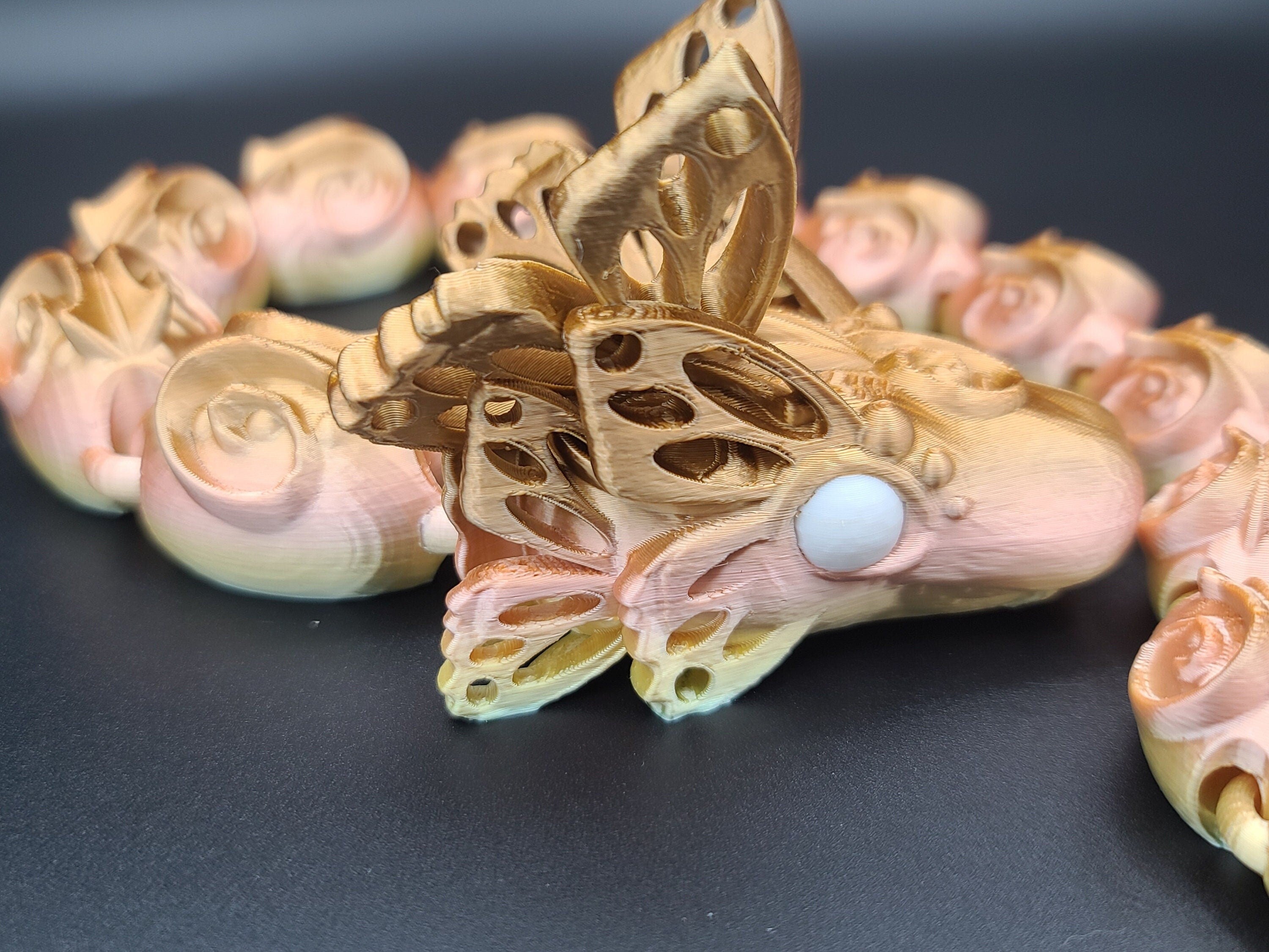 28 in Rainbow Articulated Butterfly Snake 3D printed. Fidget, Flexi, Adult, Toy Snake, 3d Printed Desk Toys. perfect gift