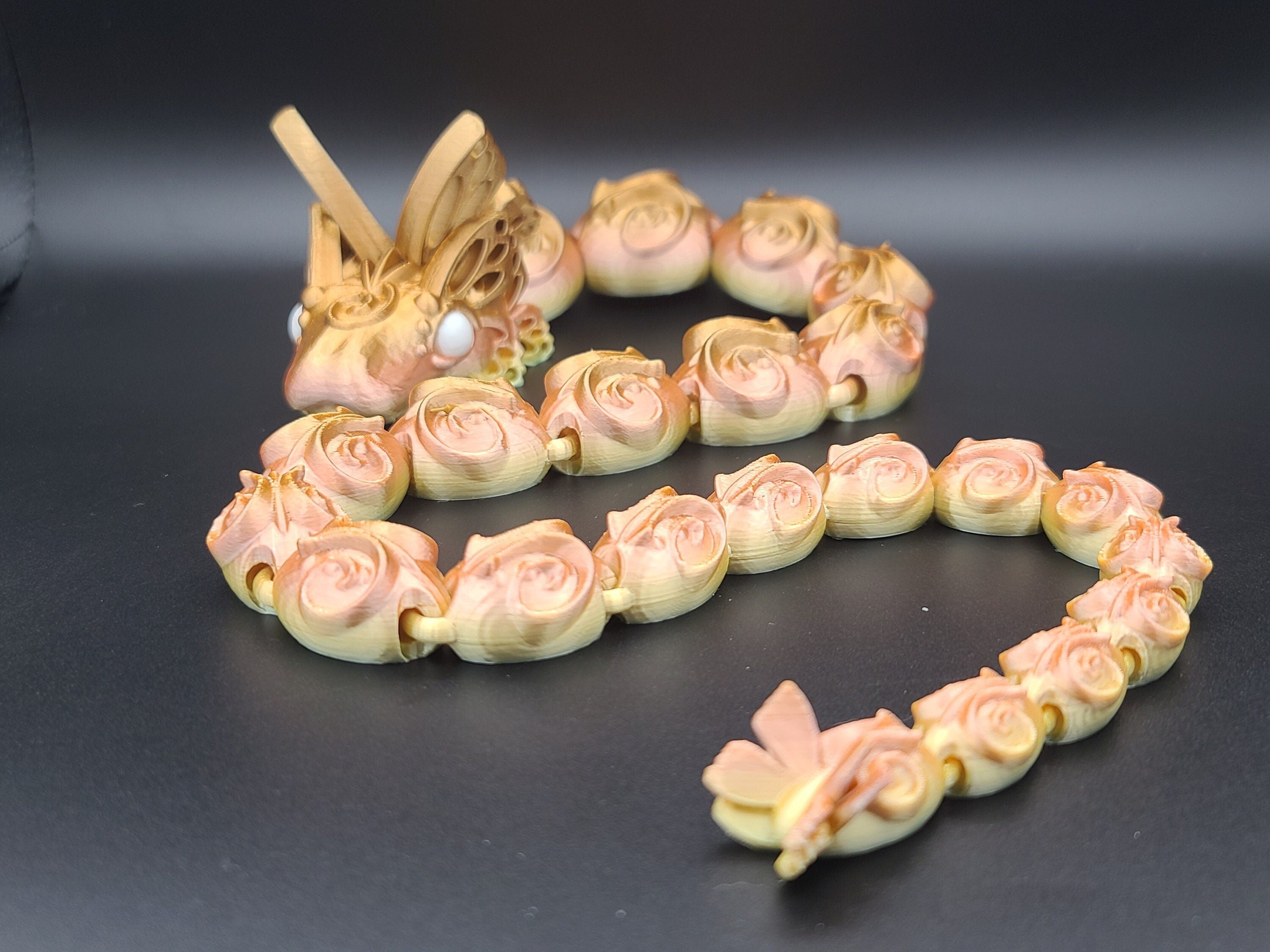 28 in Rainbow Articulated Butterfly Snake 3D printed. Fidget, Flexi, Adult, Toy Snake, 3d Printed Desk Toys. perfect gift