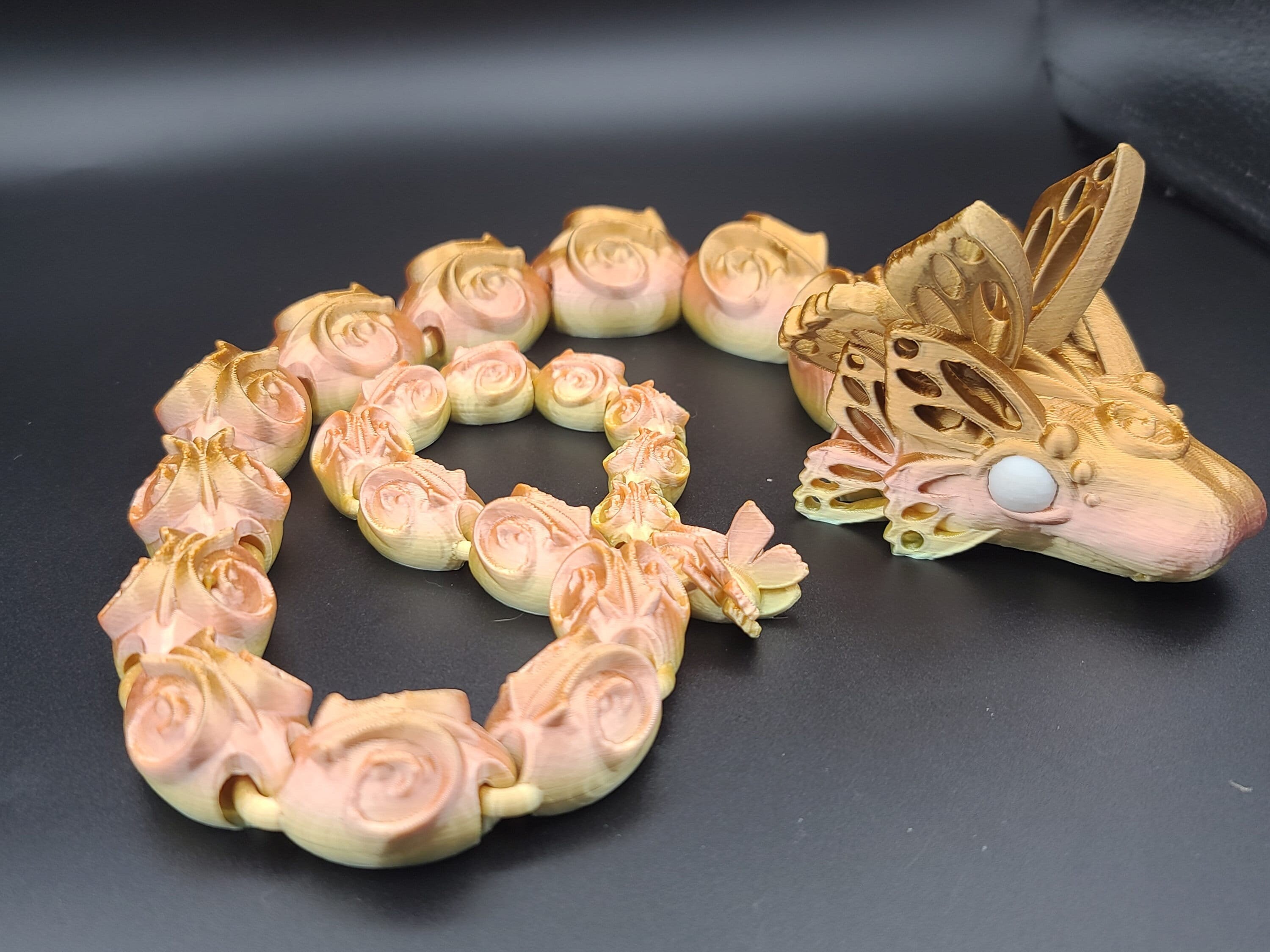 28 in Rainbow Articulated Butterfly Snake 3D printed. Fidget, Flexi, Adult, Toy Snake, 3d Printed Desk Toys. perfect gift