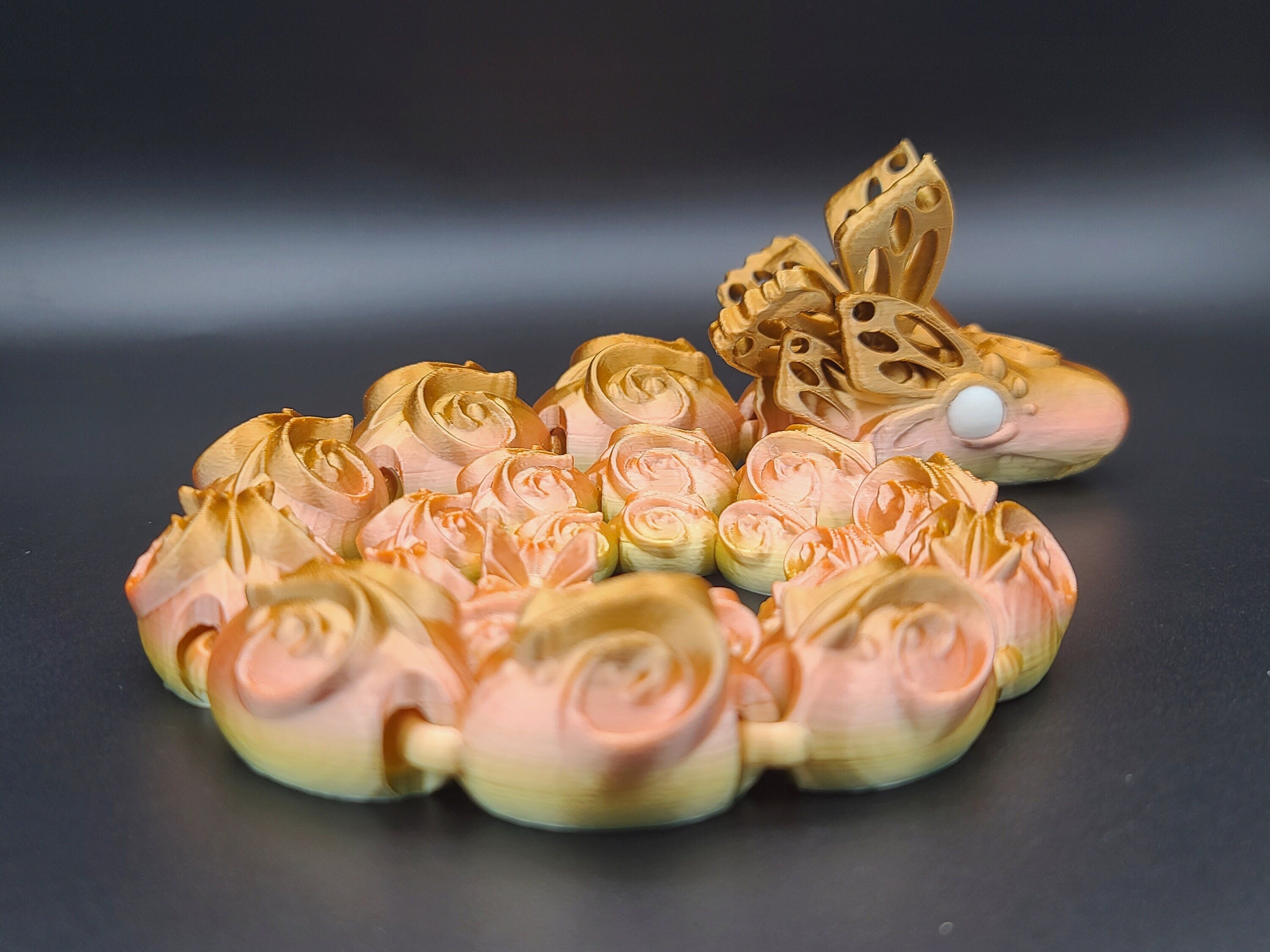 28 in Rainbow Articulated Butterfly Snake 3D printed. Fidget, Flexi, Adult, Toy Snake, 3d Printed Desk Toys. perfect gift