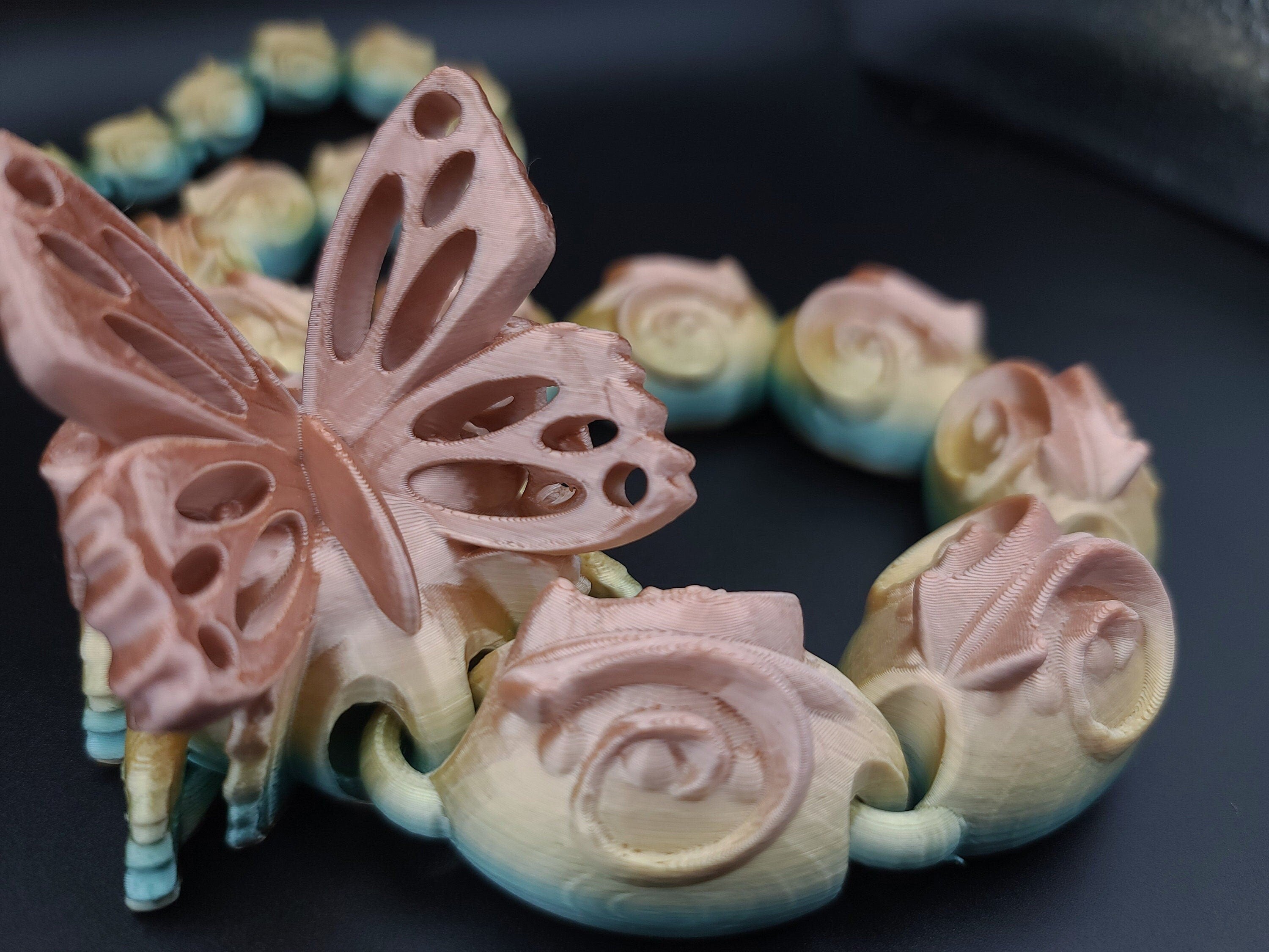 28 in Rainbow Articulated Butterfly Snake 3D printed. Fidget, Flexi, Adult, Toy Snake, 3d Printed Desk Toys. perfect sensory toy.