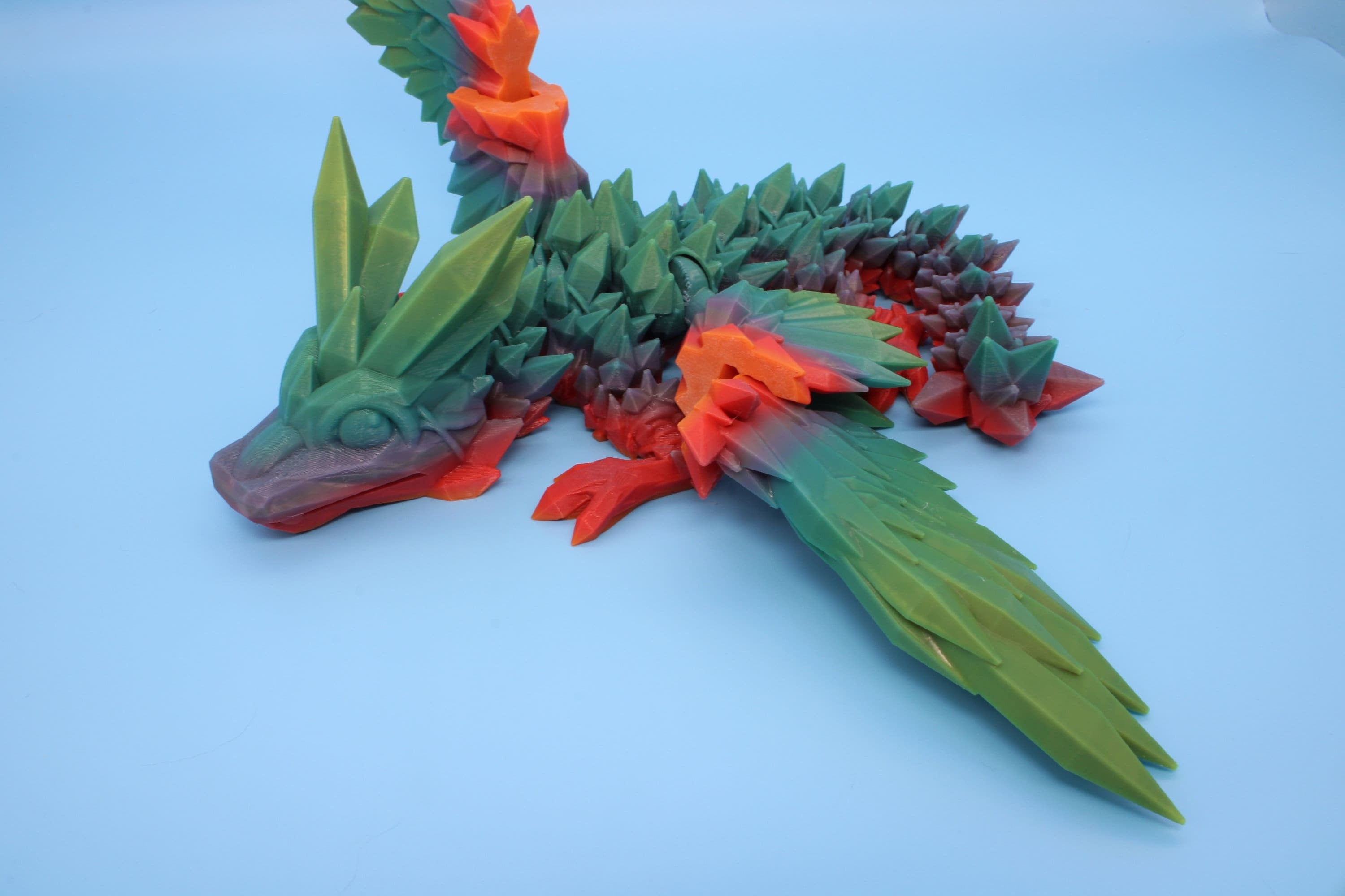 Baby Rainbow Crystal Winged Dragon. 3D printed articulating dragon Fidget, Flexi, Toy 11.5 in. Stress Relief, Gift. flexi Toy