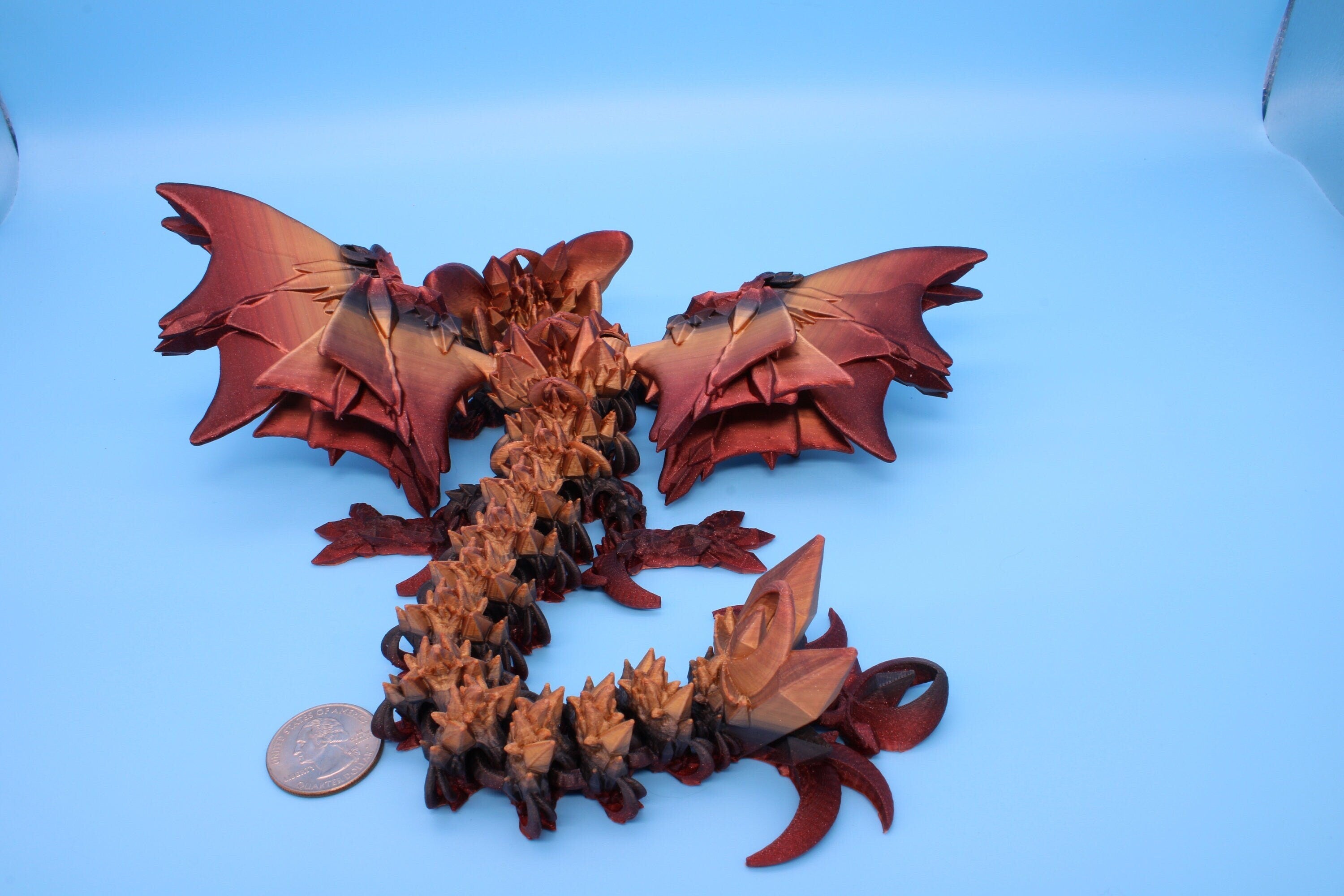 Bat Dragon | Night Wing | Articulating Dragon | 3D Printed Fidget | Flexi Toy | Adult Fidget Toy | Sensory Desk Toy | 12.5 in.