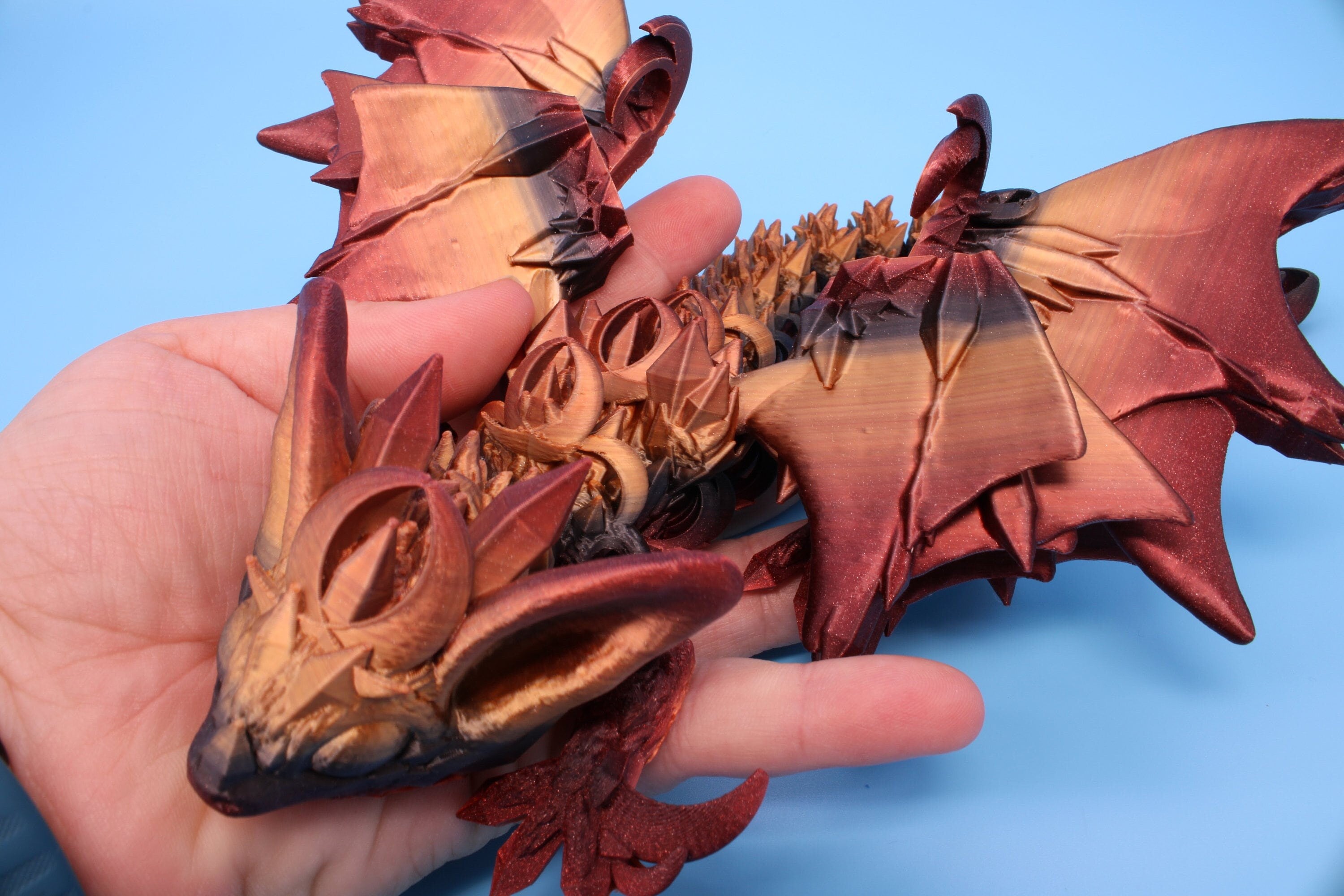 Bat Dragon | Night Wing | Articulating Dragon | 3D Printed Fidget | Flexi Toy | Adult Fidget Toy | Sensory Desk Toy | 12.5 in.