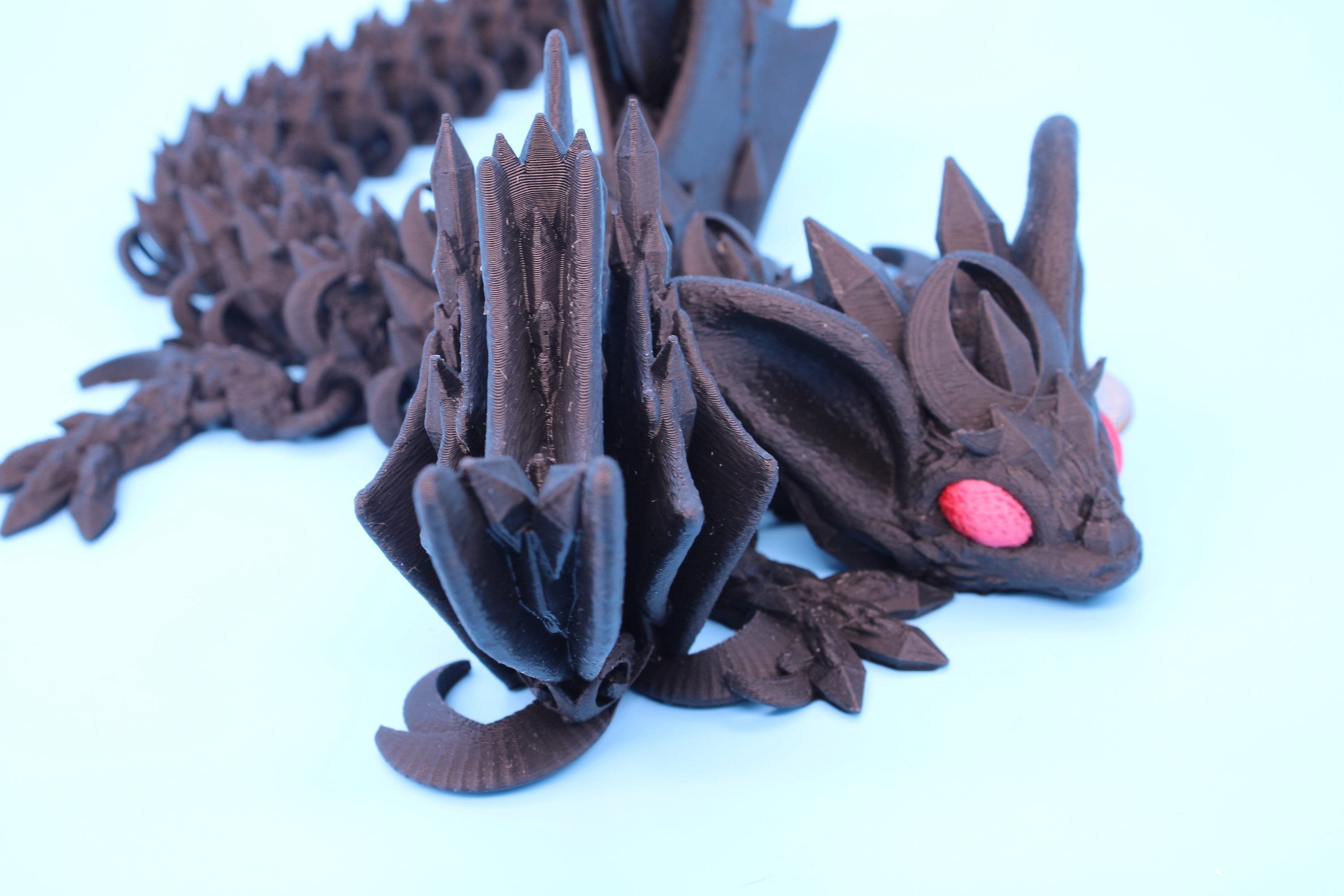 Bat Dragon | Night Wing | Articulating Dragon | 3D Printed Fidget | Flexi Toy | Adult Fidget Toy | Sensory Desk Toy | 12.5 in.