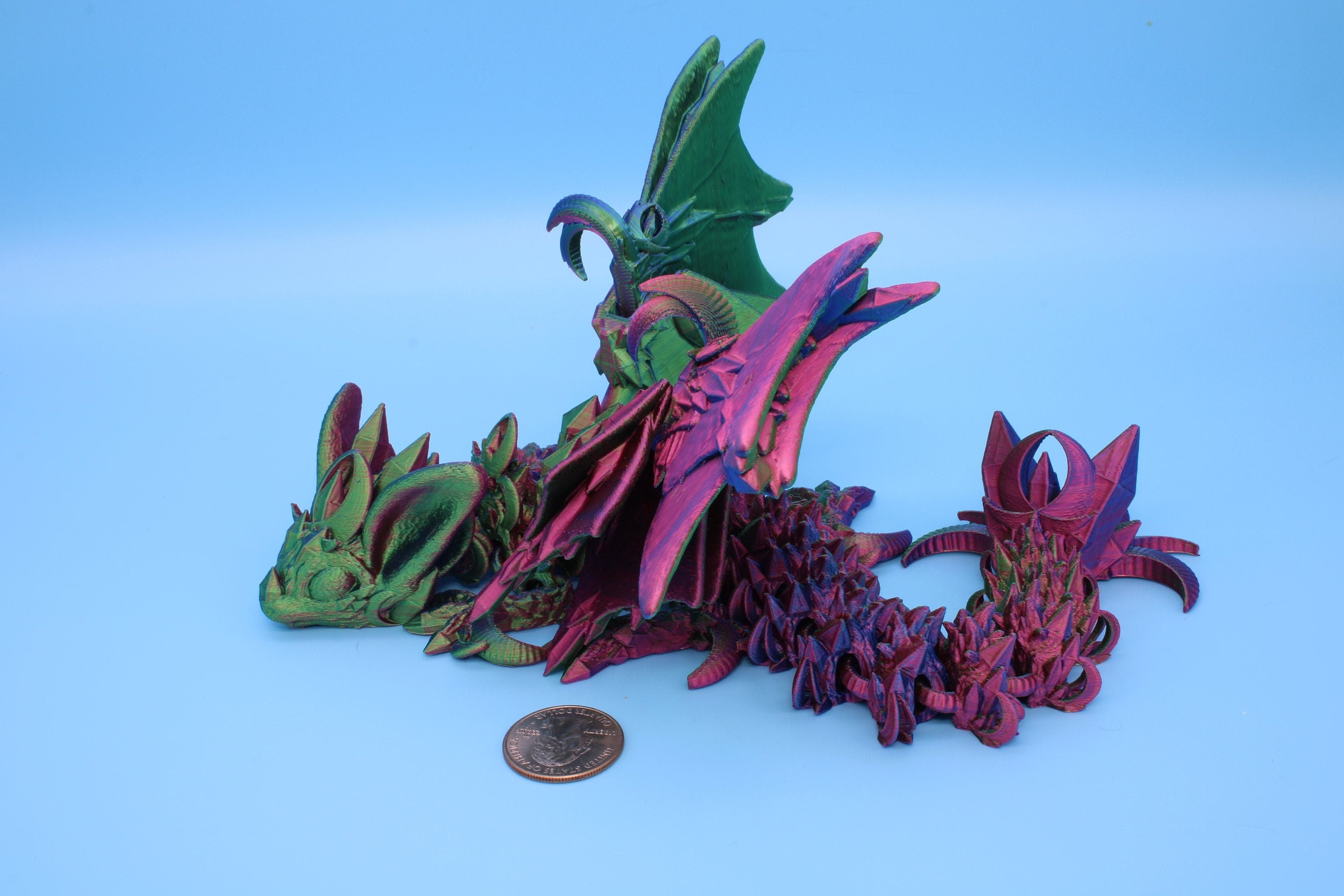 Bat Dragon | Night Wing | Articulating Dragon | 3D Printed Fidget | Flexi Toy | Adult Fidget Toy | Sensory Desk Toy | 12.5 in.