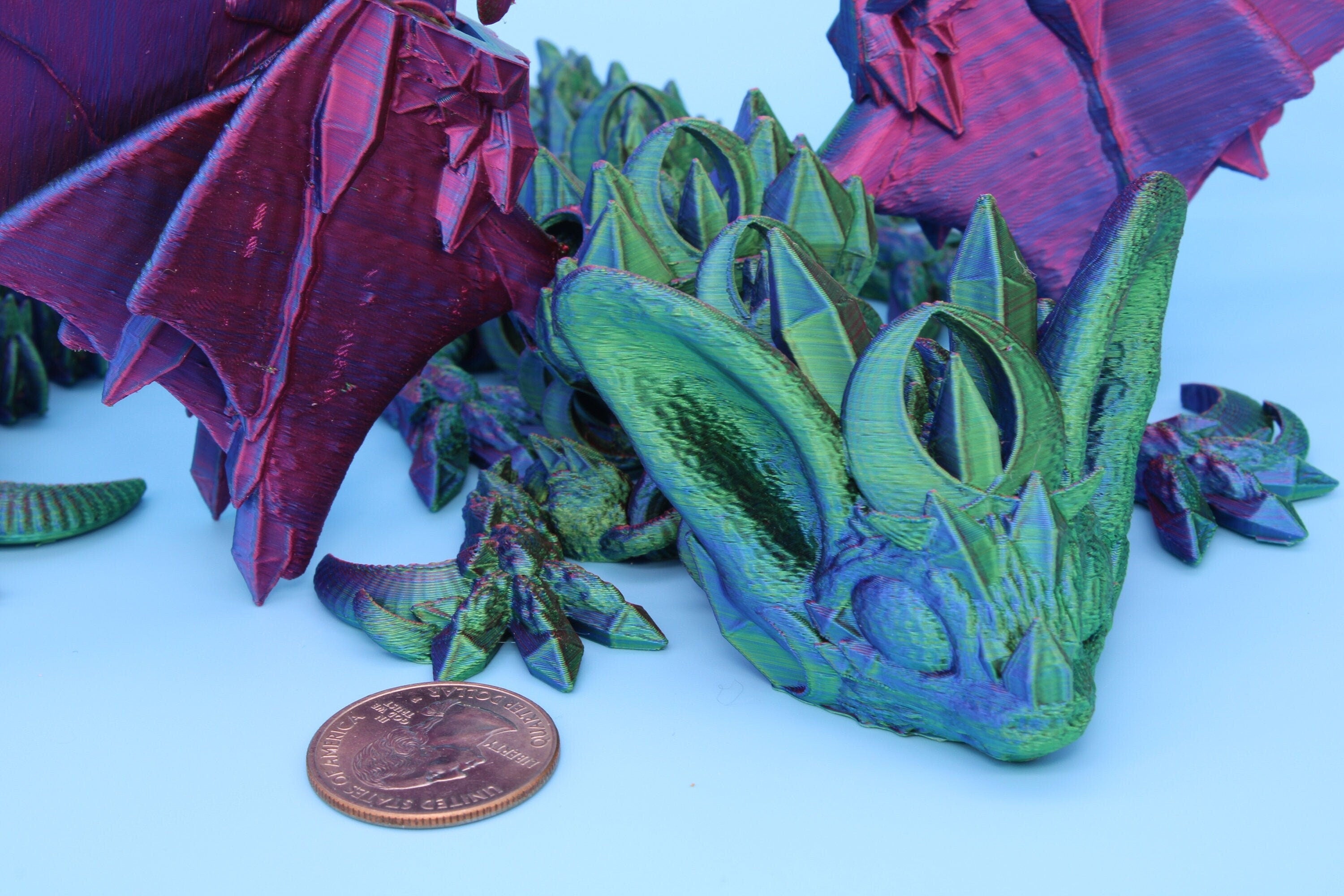 Bat Dragon | Night Wing | Articulating Dragon | 3D Printed Fidget | Flexi Toy | Adult Fidget Toy | Sensory Desk Toy | 12.5 in.