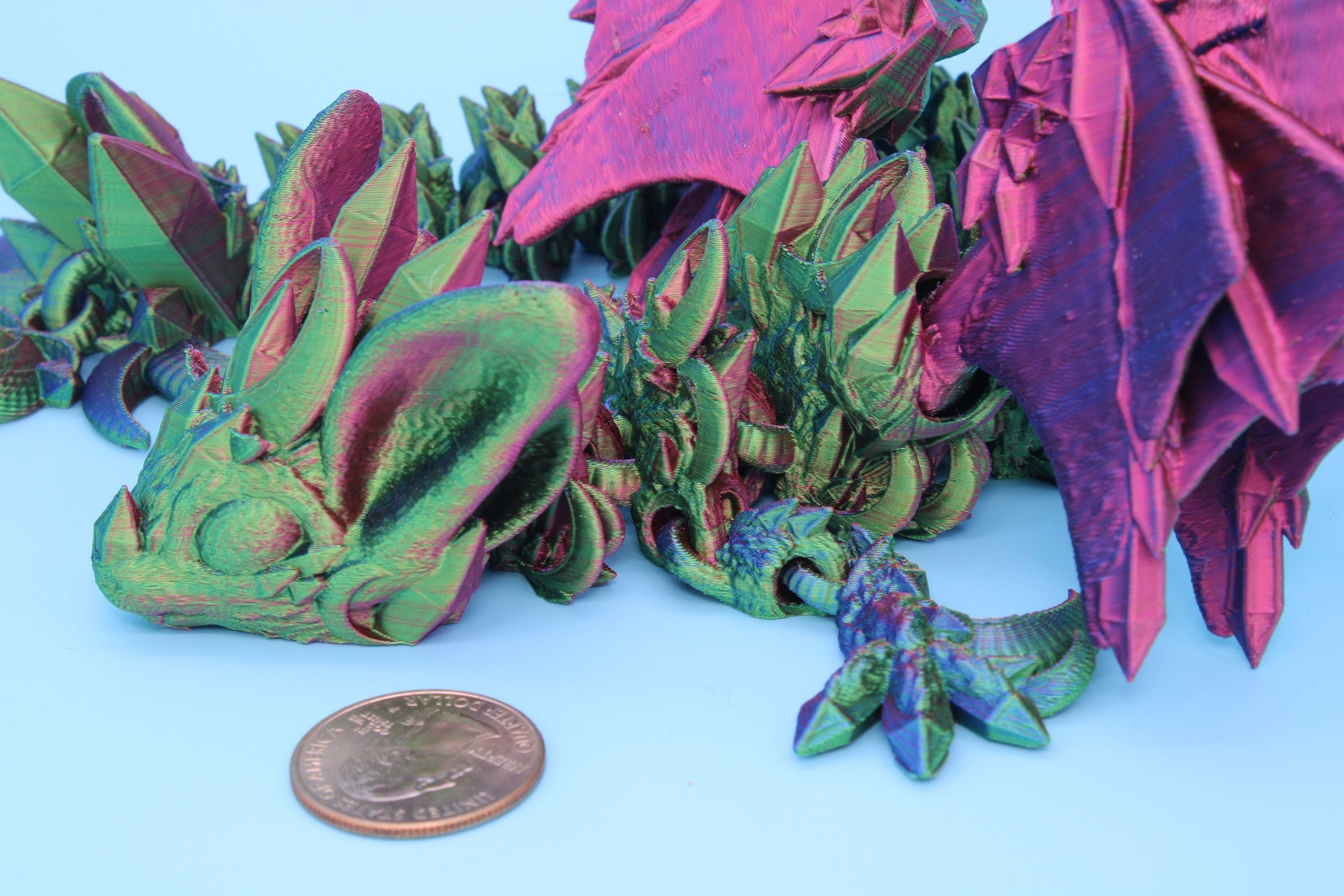 Bat Dragon | Night Wing | Articulating Dragon | 3D Printed Fidget | Flexi Toy | Adult Fidget Toy | Sensory Desk Toy | 12.5 in.