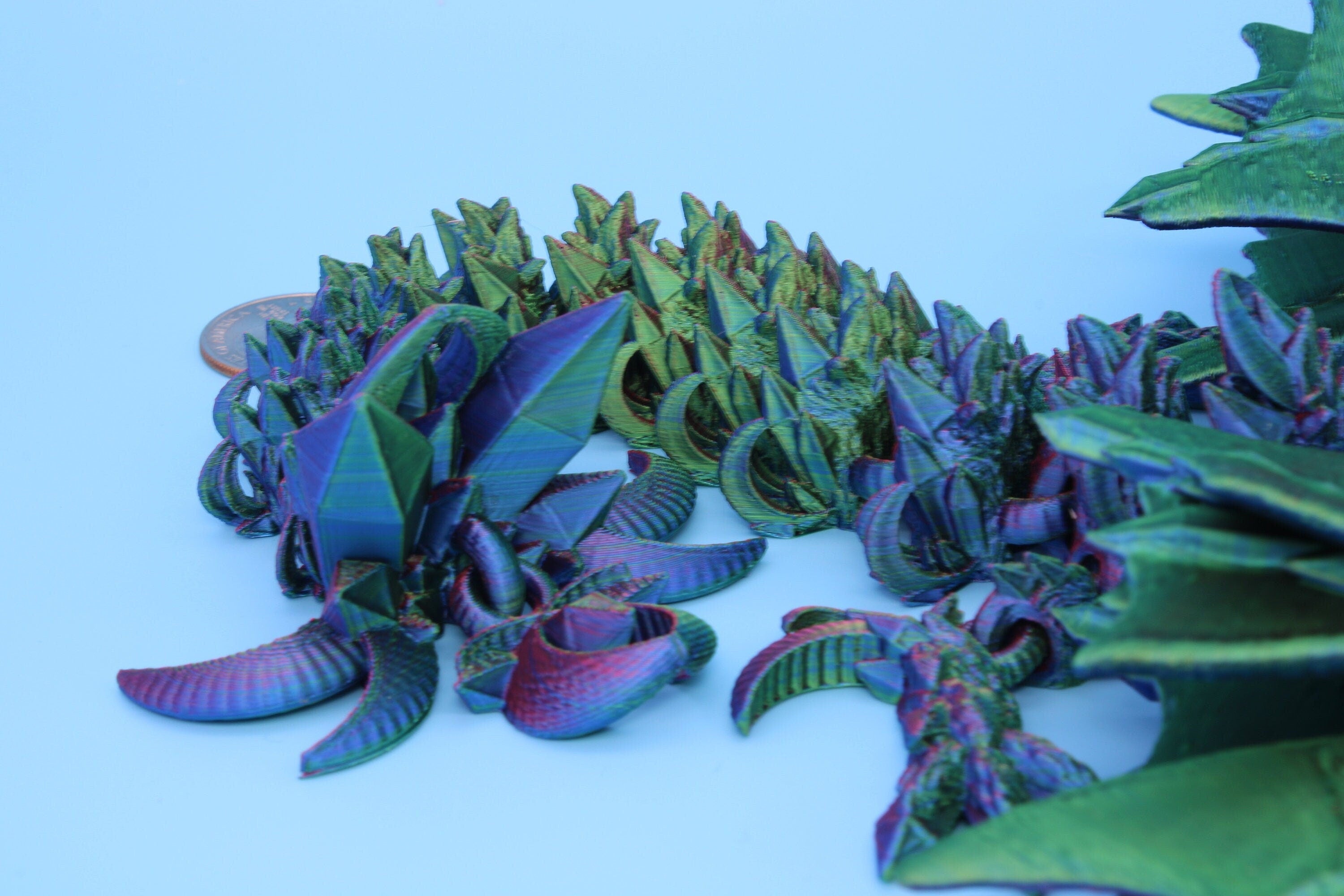 Bat Dragon | Night Wing | Articulating Dragon | 3D Printed Fidget | Flexi Toy | Adult Fidget Toy | Sensory Desk Toy | 12.5 in.