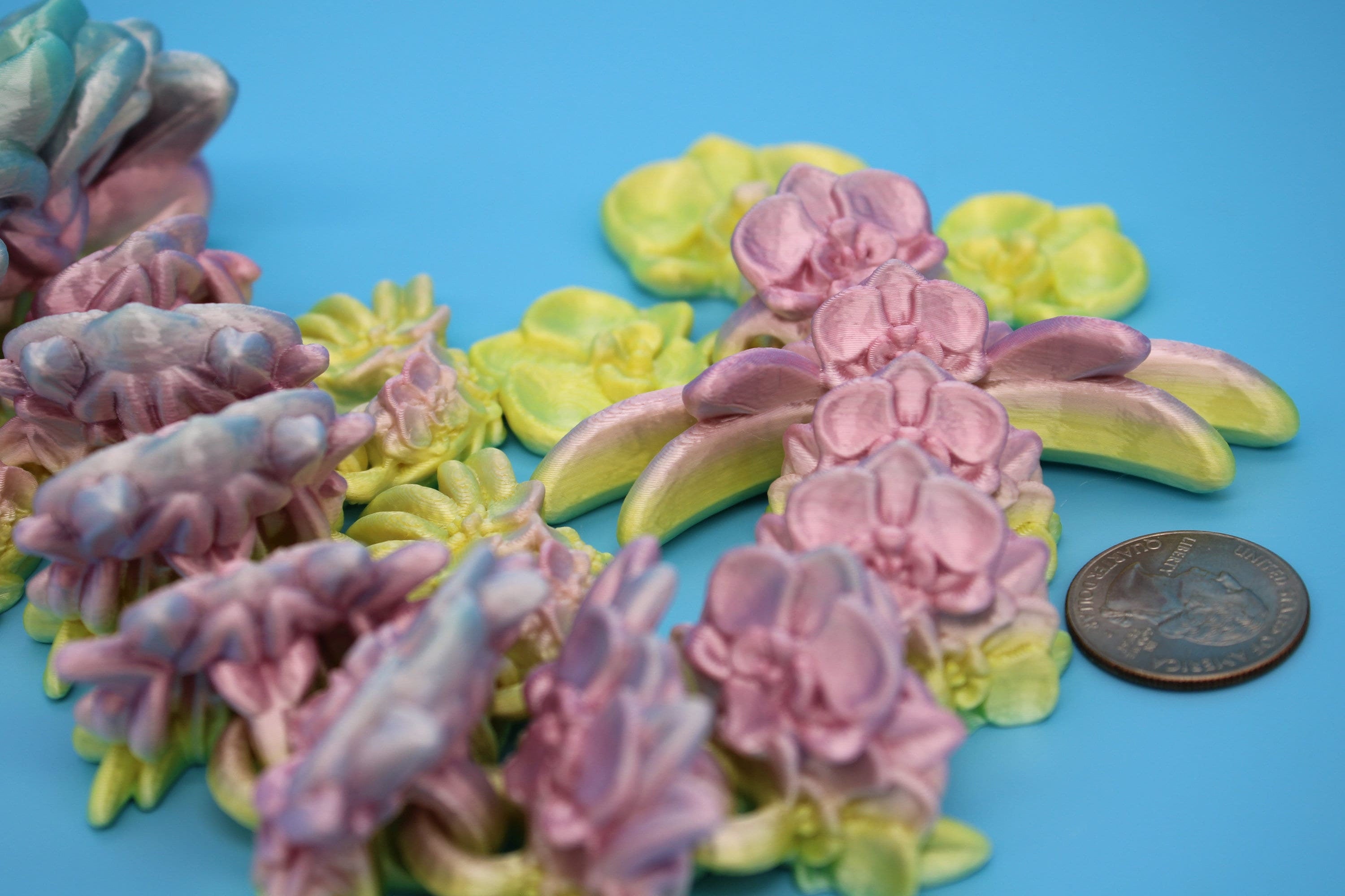 Baby Multi Color Orchid Dragon | 3D Printed Articulating Dragon | Flexi Toy | Adult Fidget Toy | Dragon Buddy ready for you! 12.5 inch.