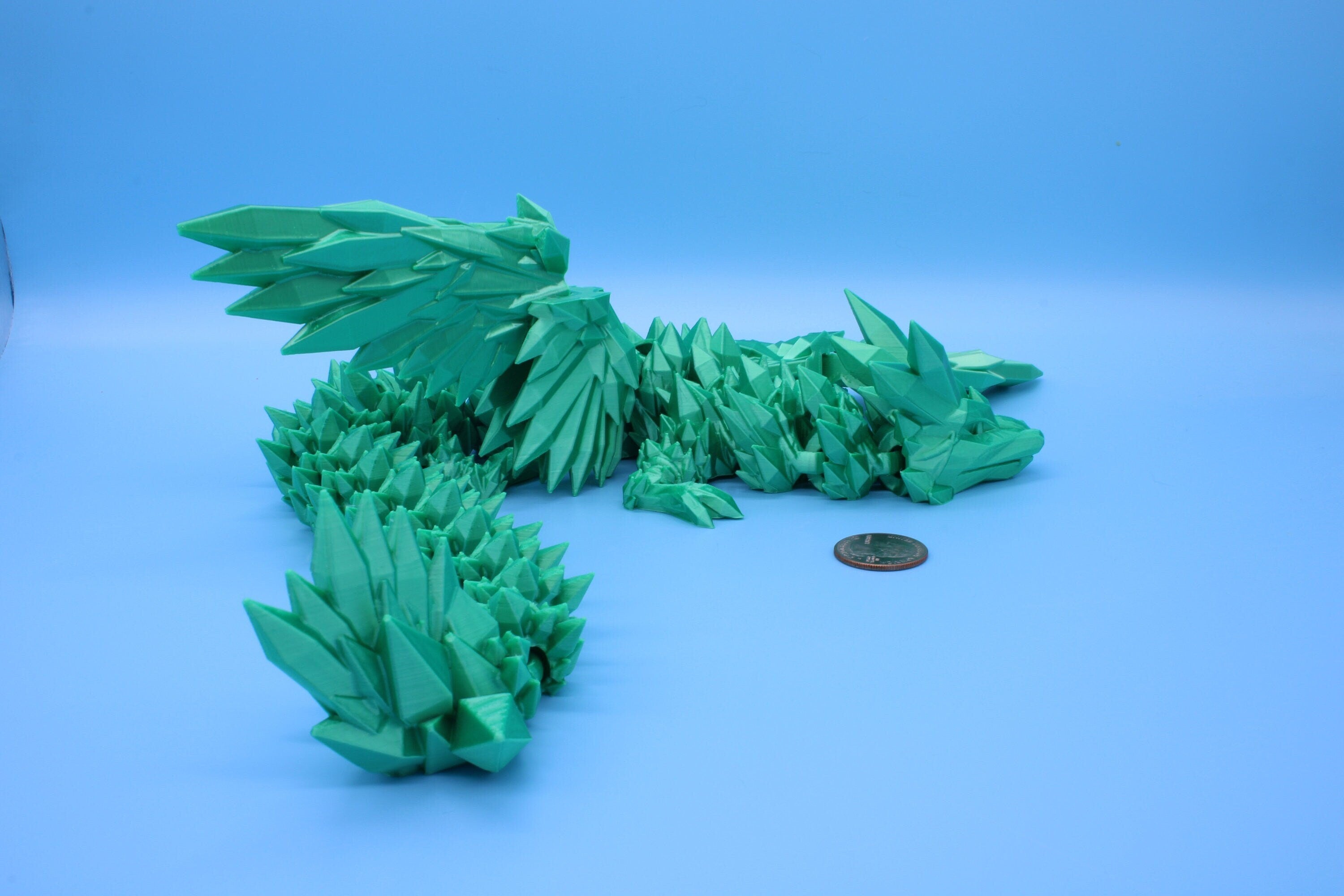 Flawed Crystal Winged Dragon |Crystal Wing Dragon 3D printed | Articulating Dragon. | B stock | Flexi Toy | 18 in. long| Stress Relief Gift