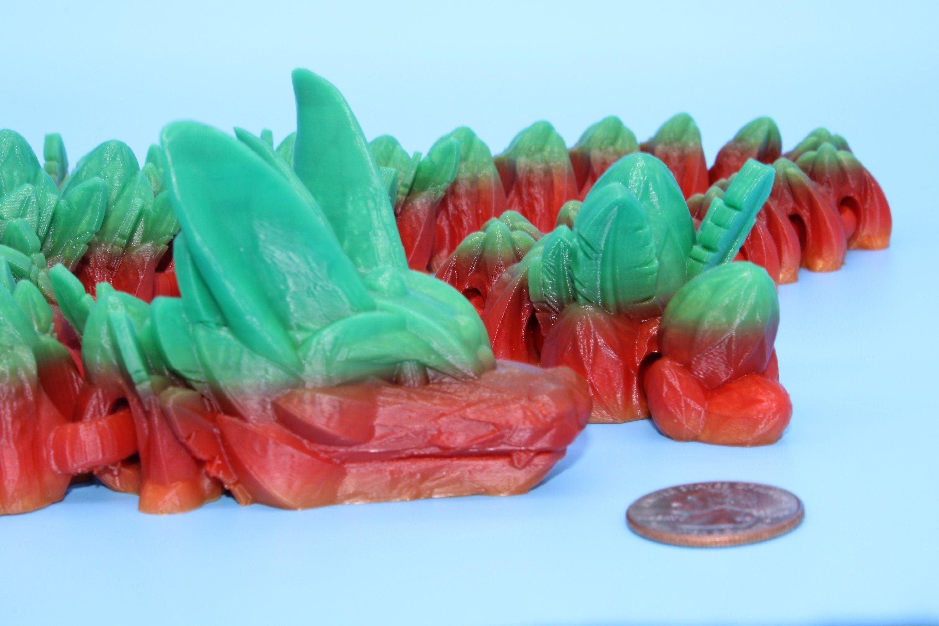 Easter Dragon | Multi Color Rainbow | 3D Printed Articulating Dragon | Flexi Toy | Adult Fidget Toy | Dragon Buddy ready for you! 23 in