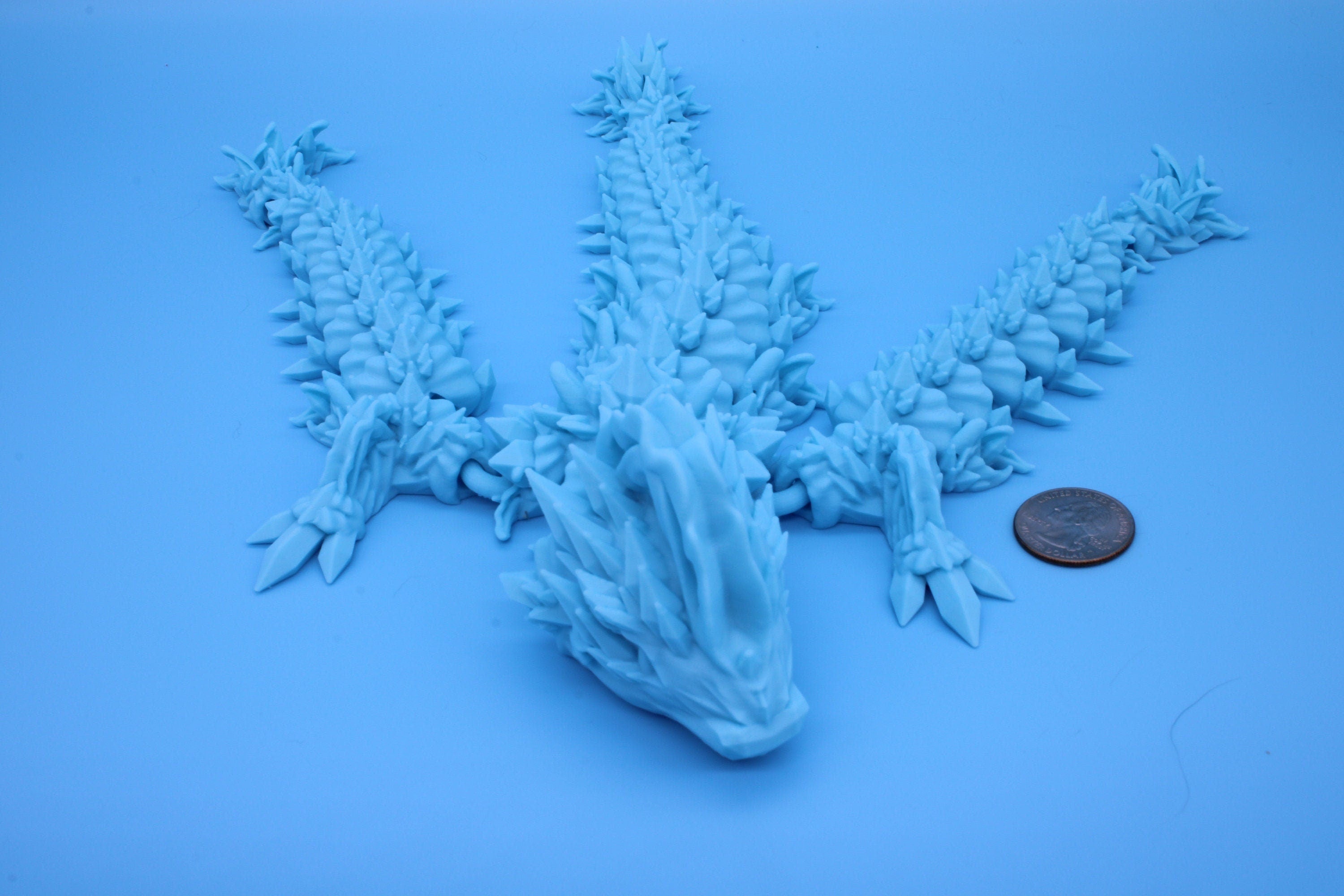 Jellyfish Dragon | Light Blue | 3D printed Articulating Dragon Fidget Toy | Flexi |