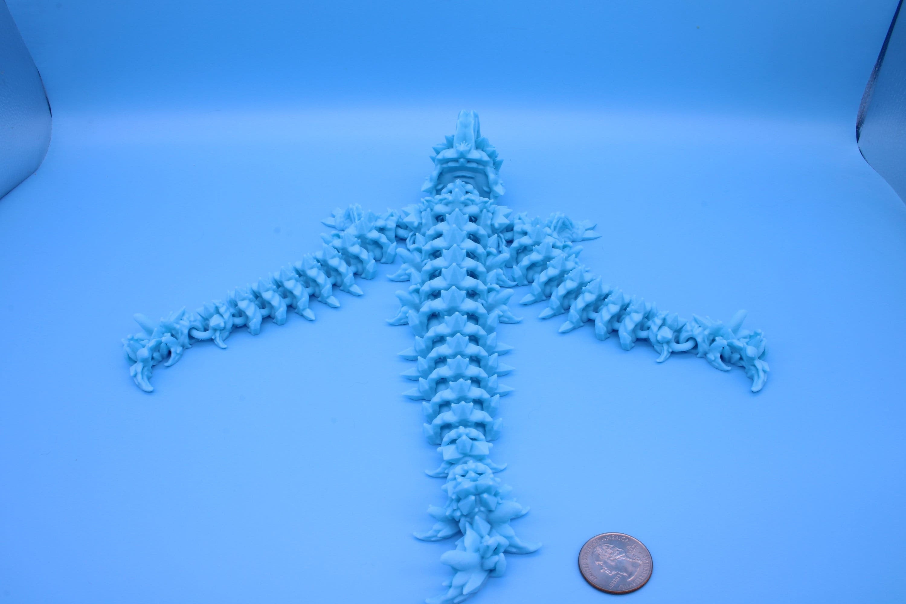 Jellyfish Dragon | Light Blue | 3D printed Articulating Dragon Fidget Toy | Flexi |