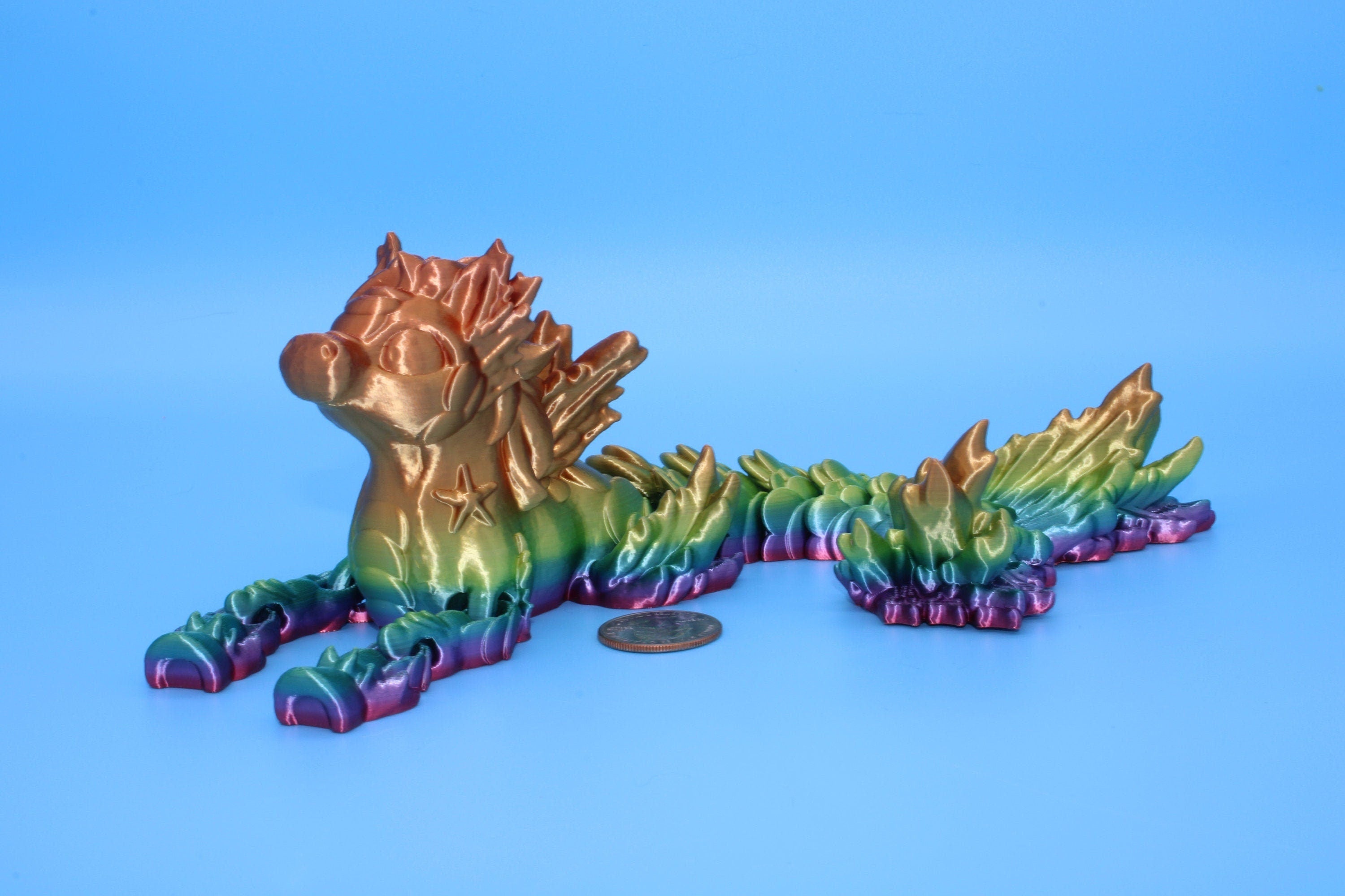 Hippocampus Sea Horse | 9.5 in. Cute Sea Horse | 3D printed articulating Sea Horse | Flexi Toy | Stress Relief, Gift.