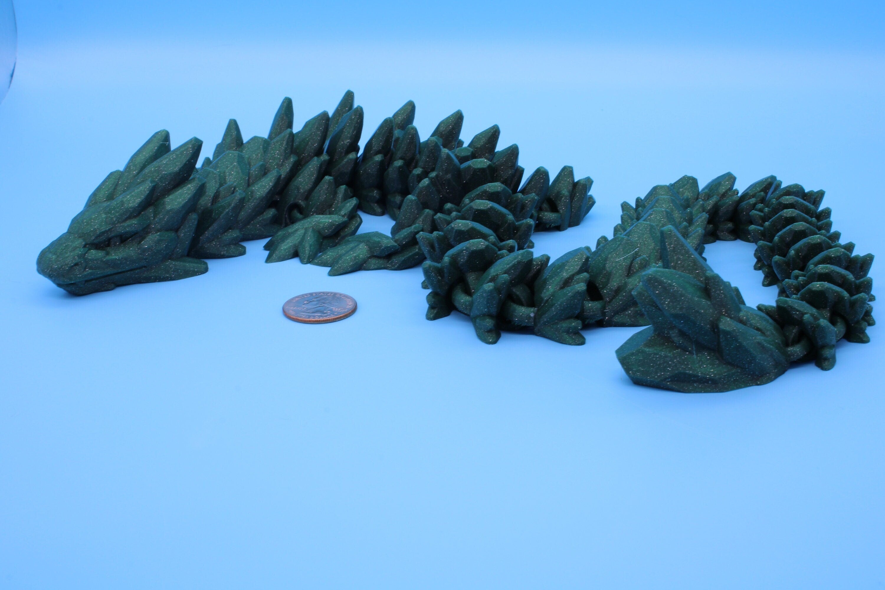 Gem Dragon | Green | St, Patrick's | 3D Printed Articulating Dragon | Flexi Toy | Adult Fidget Toy | Dragon Buddy ready for you | 26 inches!