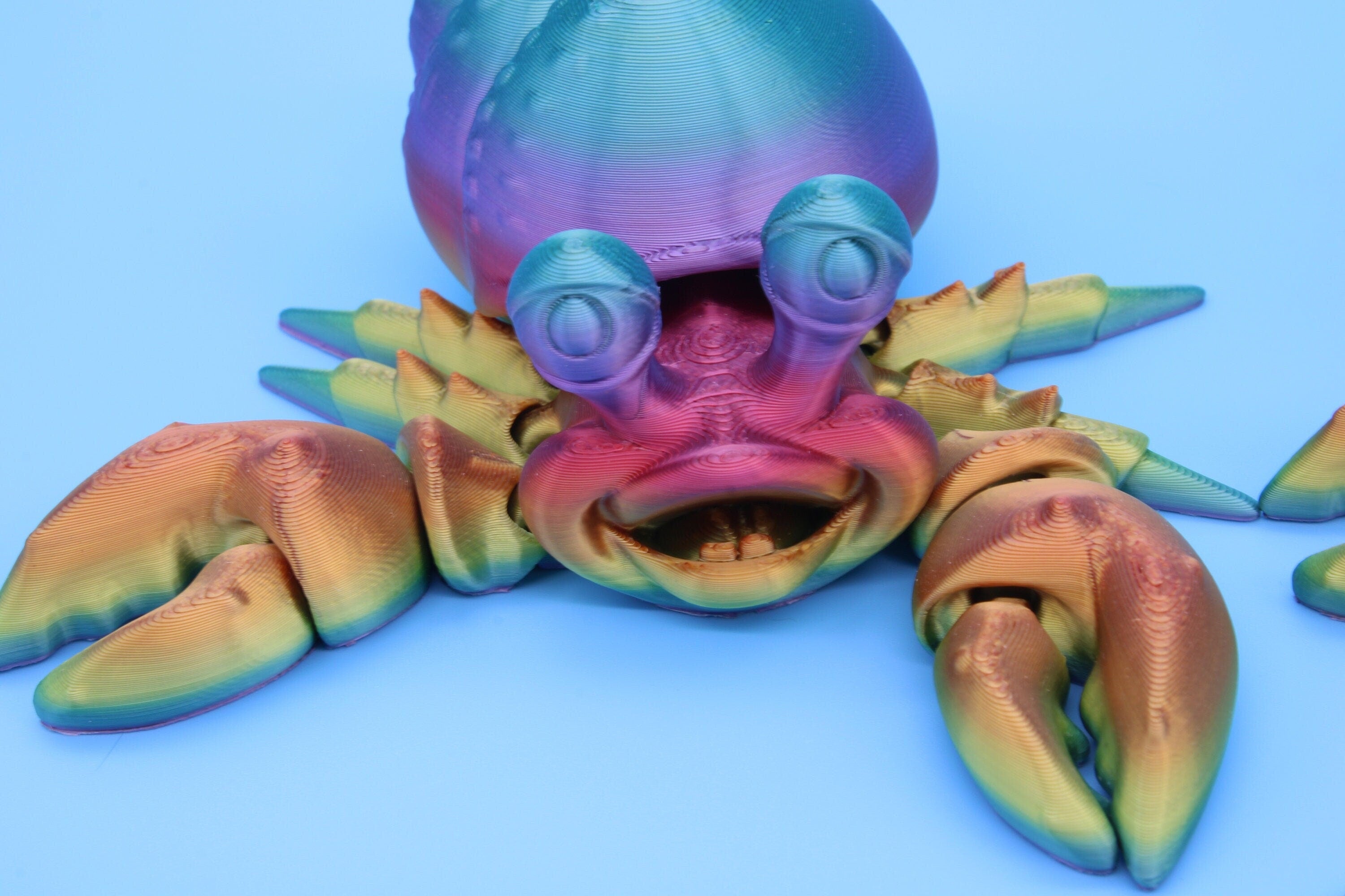 Flexi Hermit Crab Mr. & Mrs. | Articulating Rainbow | 3D Printed. | Super Cute | Friendly Crabs | Great Fidget Toy | Buddy | Sensory toy.