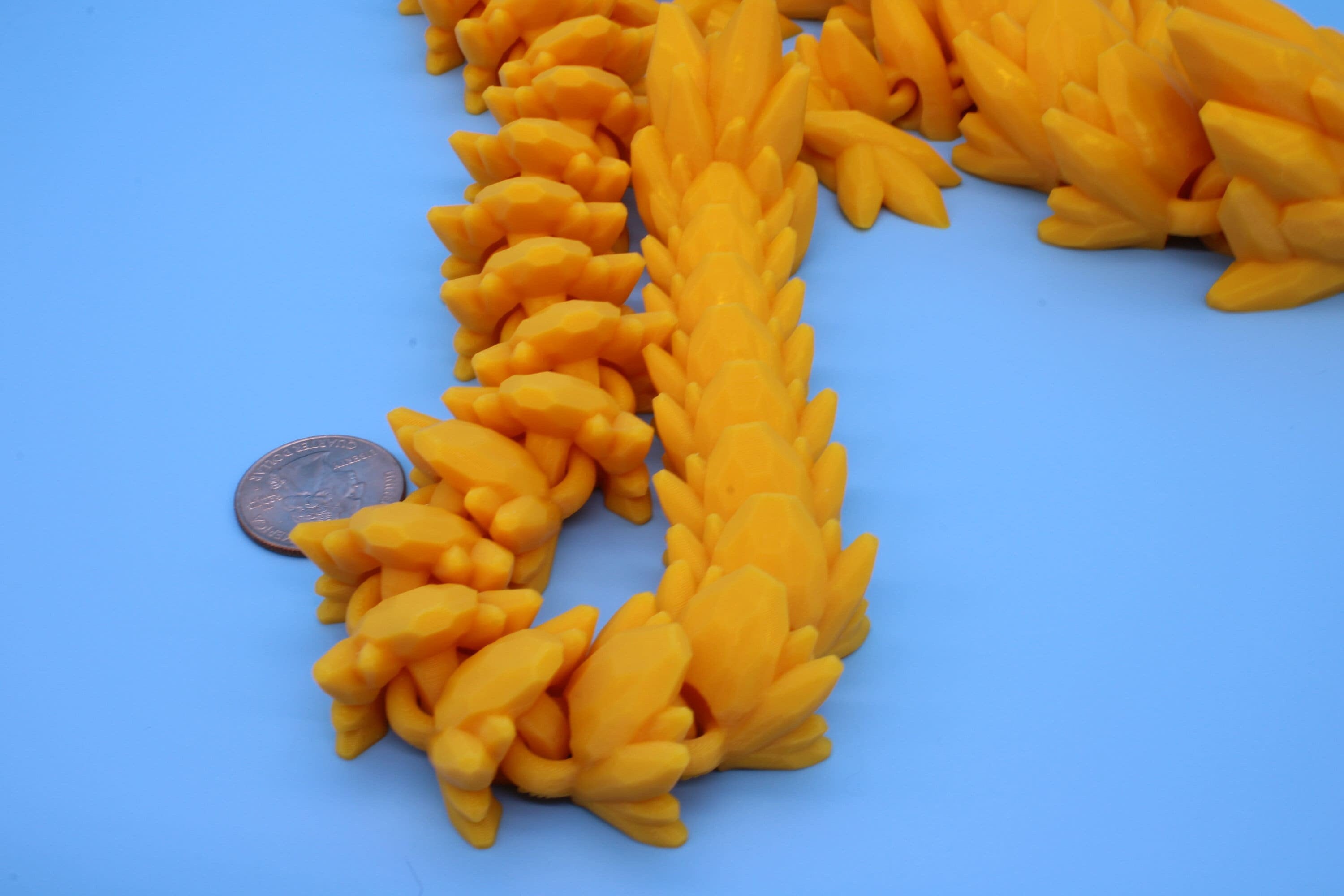 Gem Dragon | Yellow Gold | 3D Printed Articulating Dragon | Flexi Toy | Adult Fidget Toy | Dragon Buddy ready for you | 26 inches!