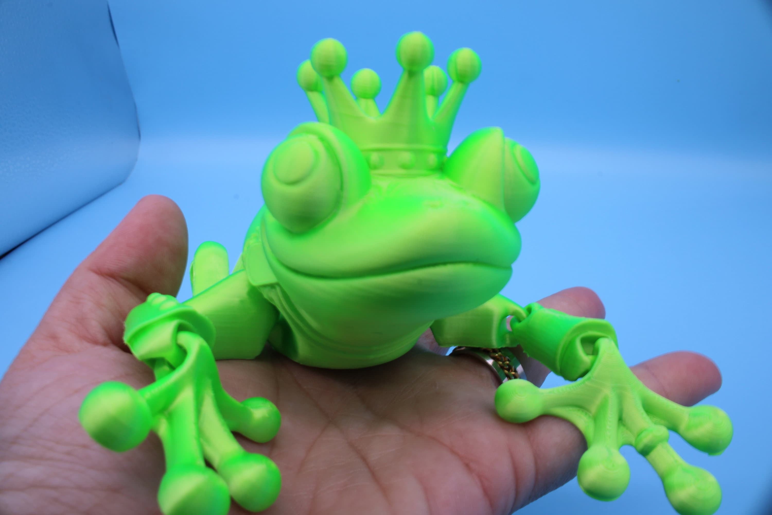 Green Prince Frog | Cute Flexi Toy | Articulating Frog | 3D printed Unique Fidget | Desk Buddy