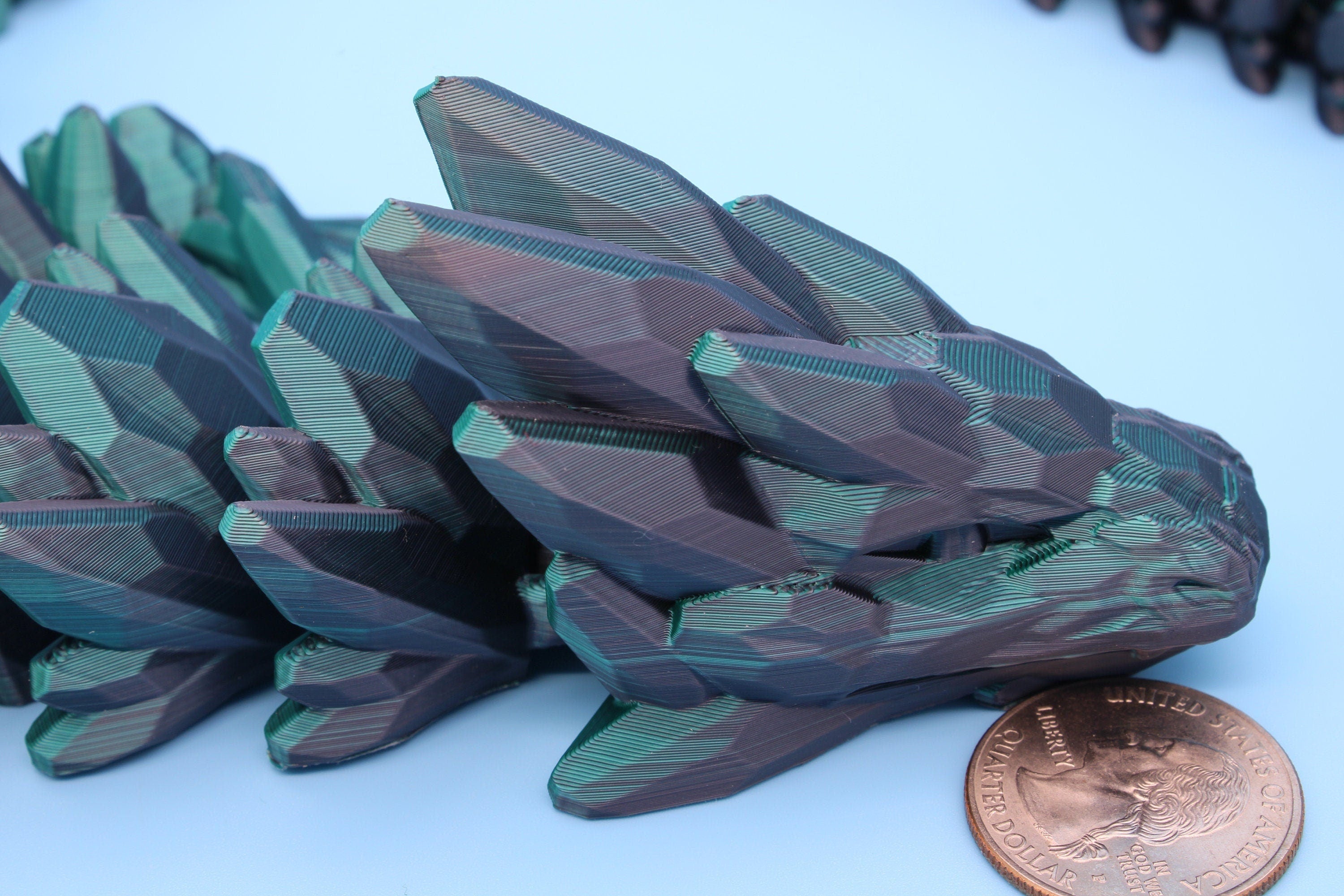 Gem Dragon | Green & Black | St, Patrick's | 3D Printed Articulating Dragon | Flexi Toy | Adult Fidget Toy | Dragon Buddy | 26 inches (Made)