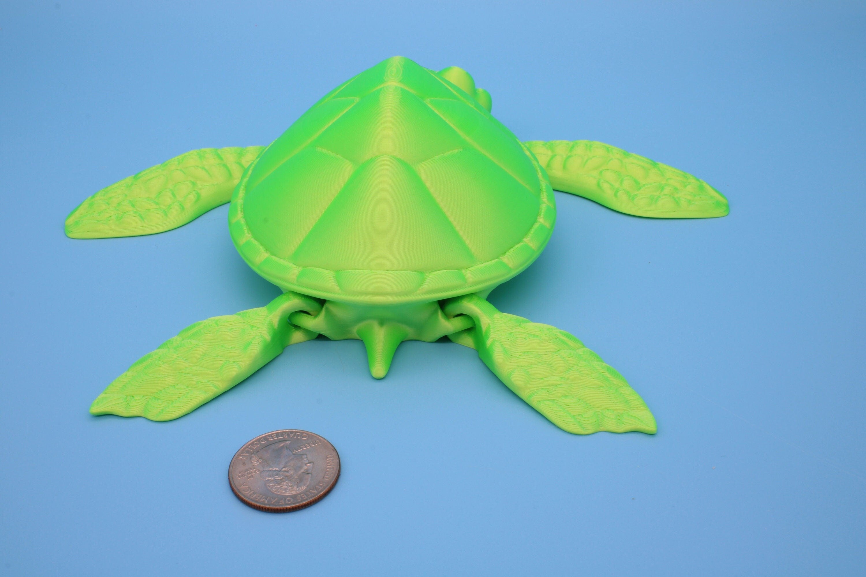 Green Turlte | Cute Flexi Toy | Articulating Turtle | 3D printed Unique Fidget | Desk Buddy | 8 in.