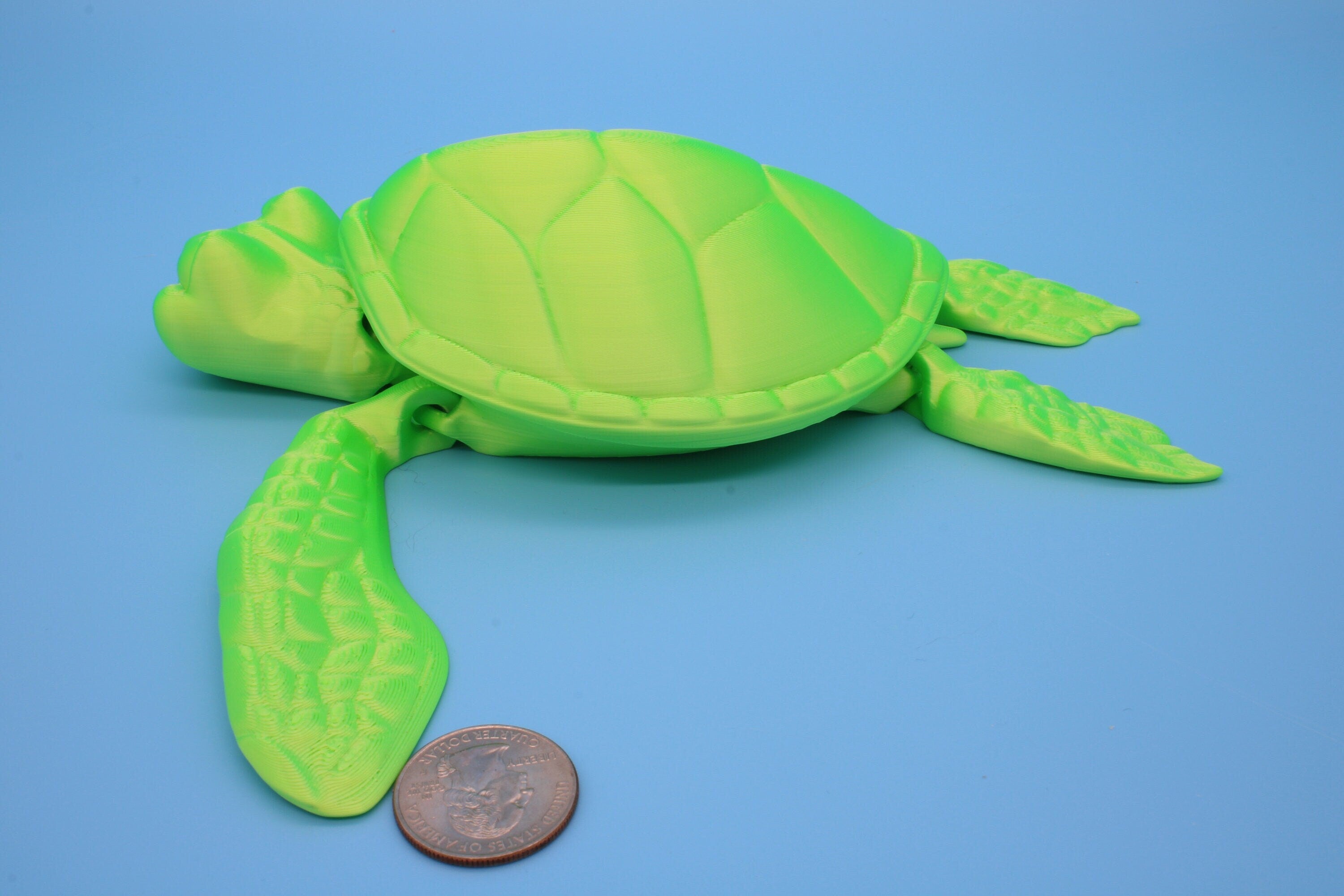 Green Turlte | Cute Flexi Toy | Articulating Turtle | 3D printed Unique Fidget | Desk Buddy | 8 in.