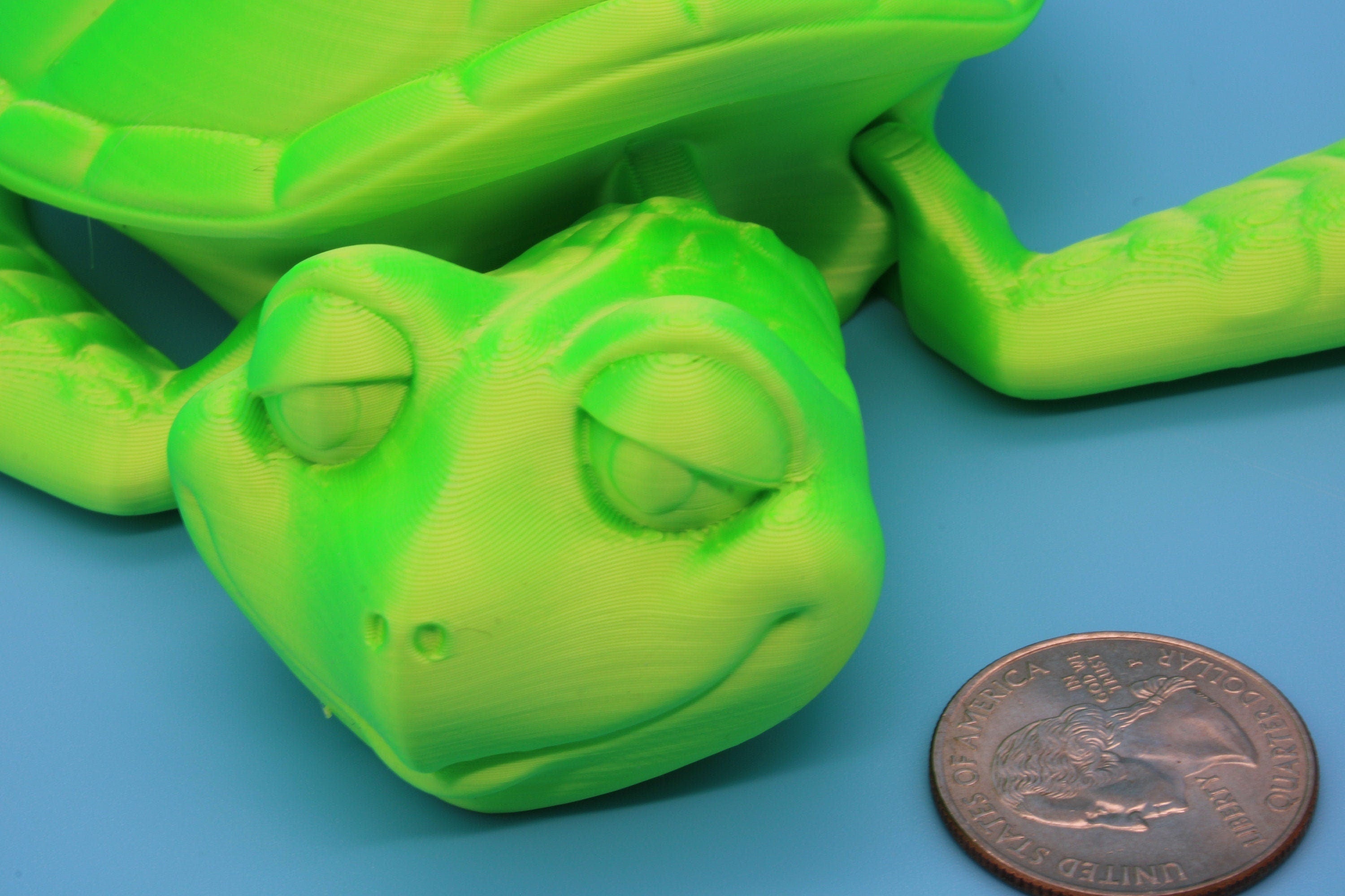 Green Turlte | Cute Flexi Toy | Articulating Turtle | 3D printed Unique Fidget | Desk Buddy | 8 in.