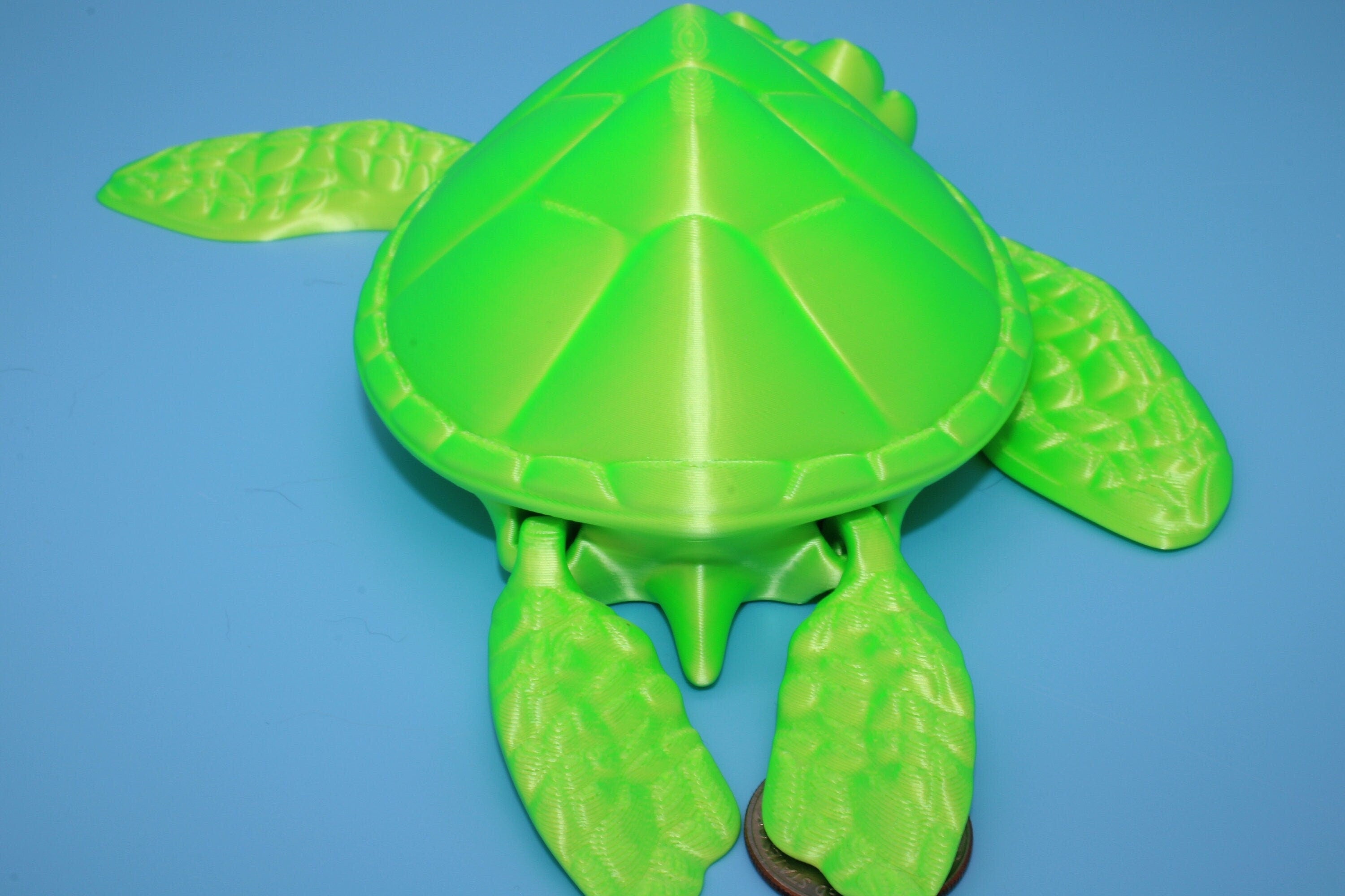 Green Turlte | Cute Flexi Toy | Articulating Turtle | 3D printed Unique Fidget | Desk Buddy | 8 in.