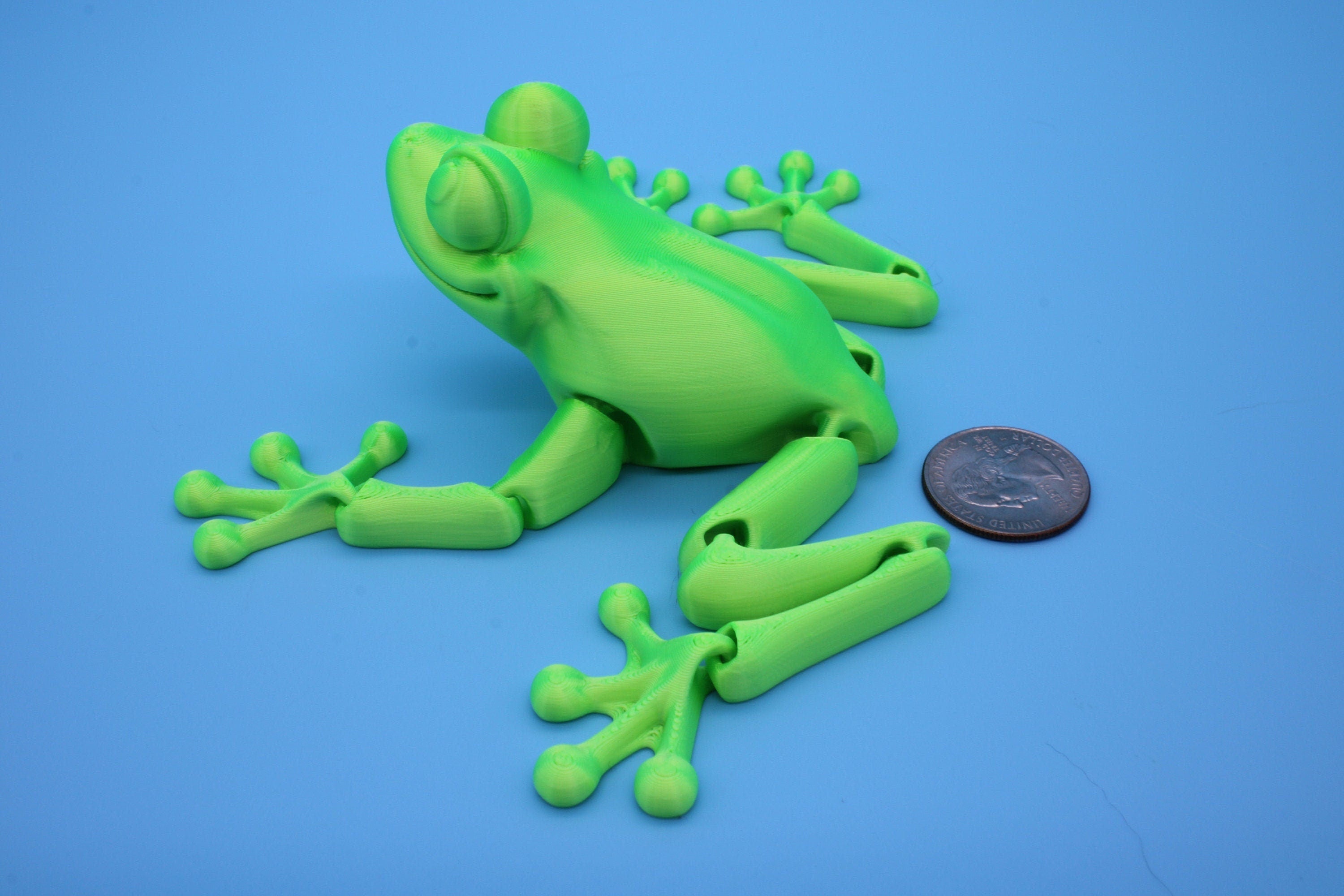 Green Frog | Cute Flexi Toy | Articulating Frog | 3D printed Unique Fidget | Desk Buddy | Sensory Toy | Stim Toy | Small Flexi Toy.