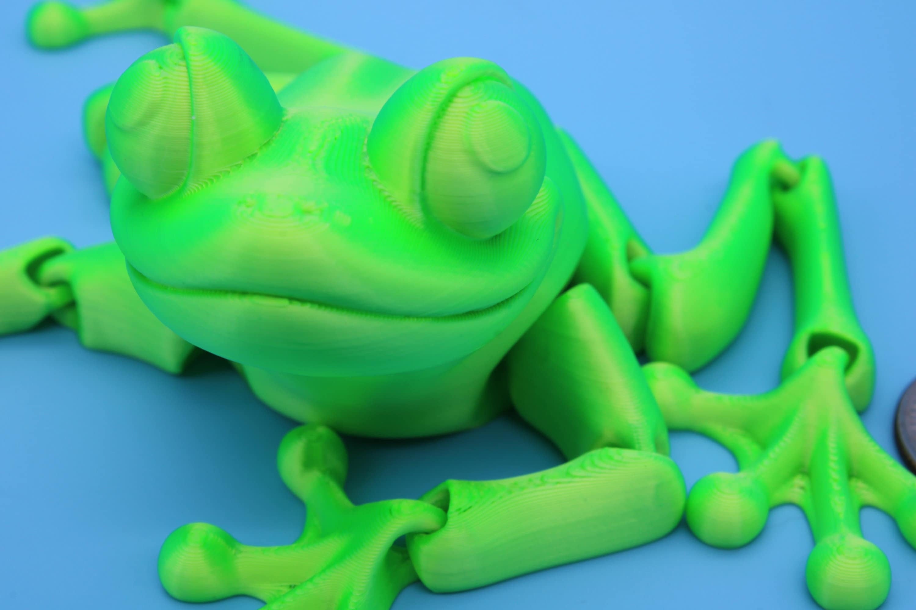 Green Frog | Cute Flexi Toy | Articulating Frog | 3D printed Unique Fidget | Desk Buddy | Sensory Toy | Stim Toy | Small Flexi Toy.
