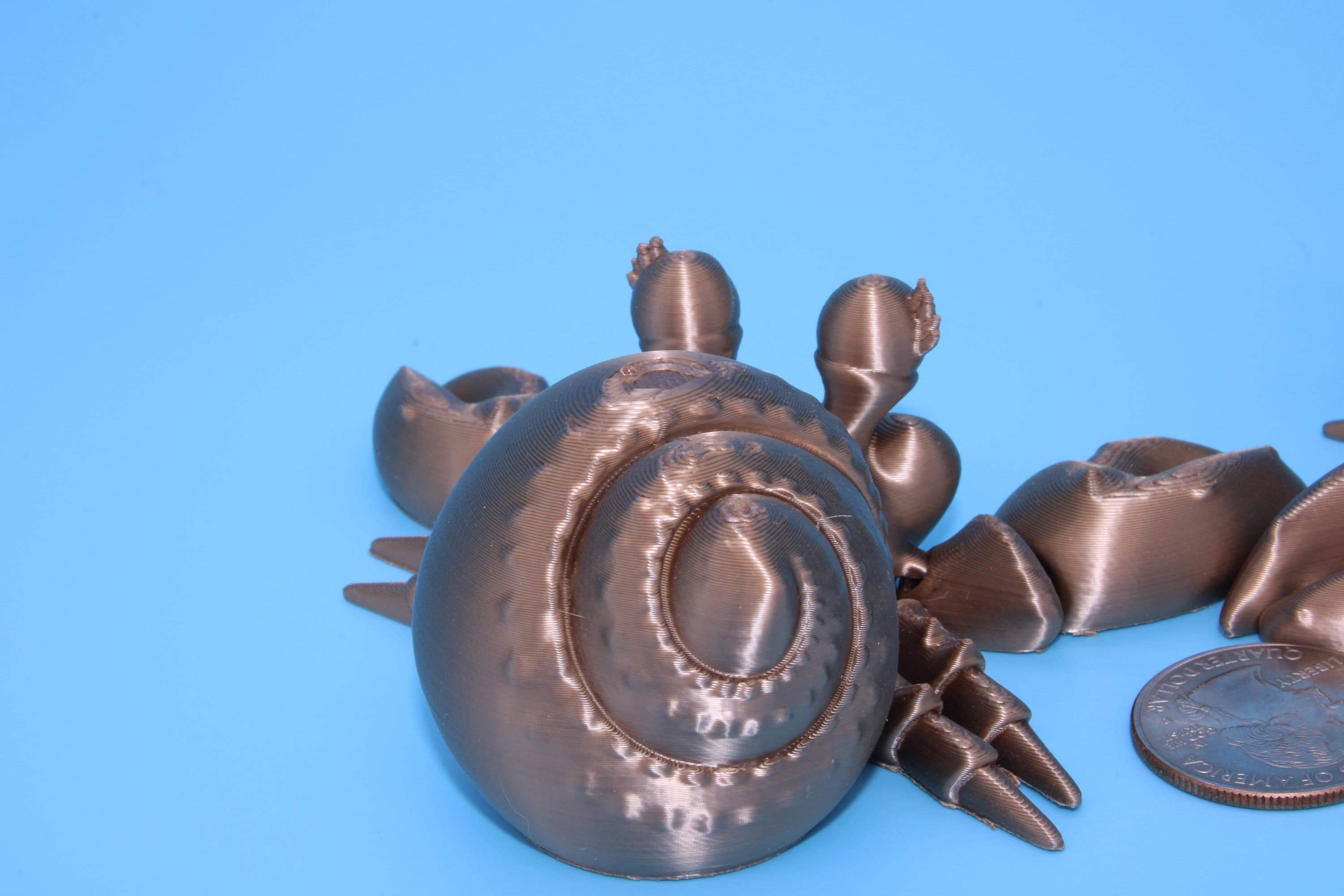 Flexi Hermit Crab Mr. & Mrs. | Articulating Coffee Gold | 3D Printed. | Super Cute | Friendly Crabs | Great Fidget Toy | Buddy | Sensory.