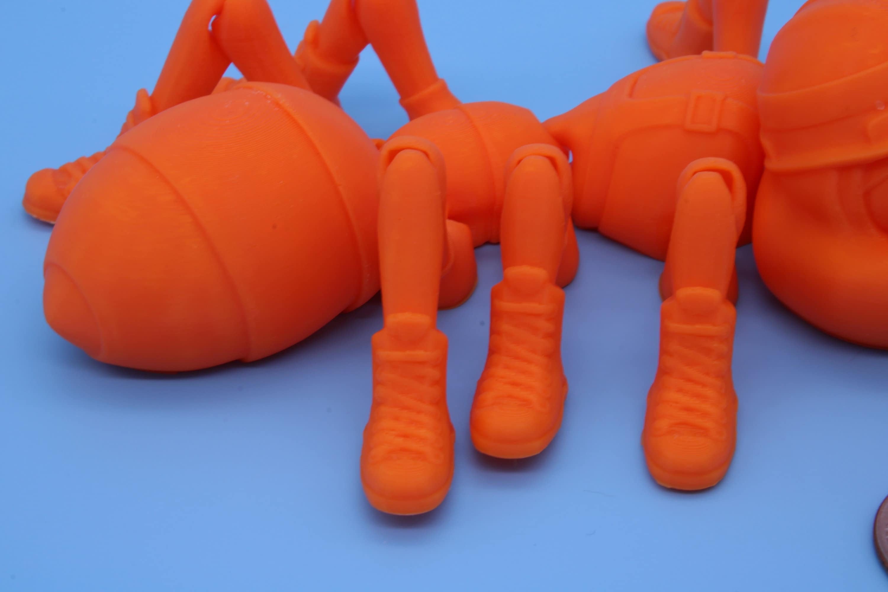 Flexi Coal Miner Ant | Articulating Orange | 3D Printed. | Super Cute | Friendly, Hardworking Ant | Great Fidget Toy | Buddy | Sensory toy.