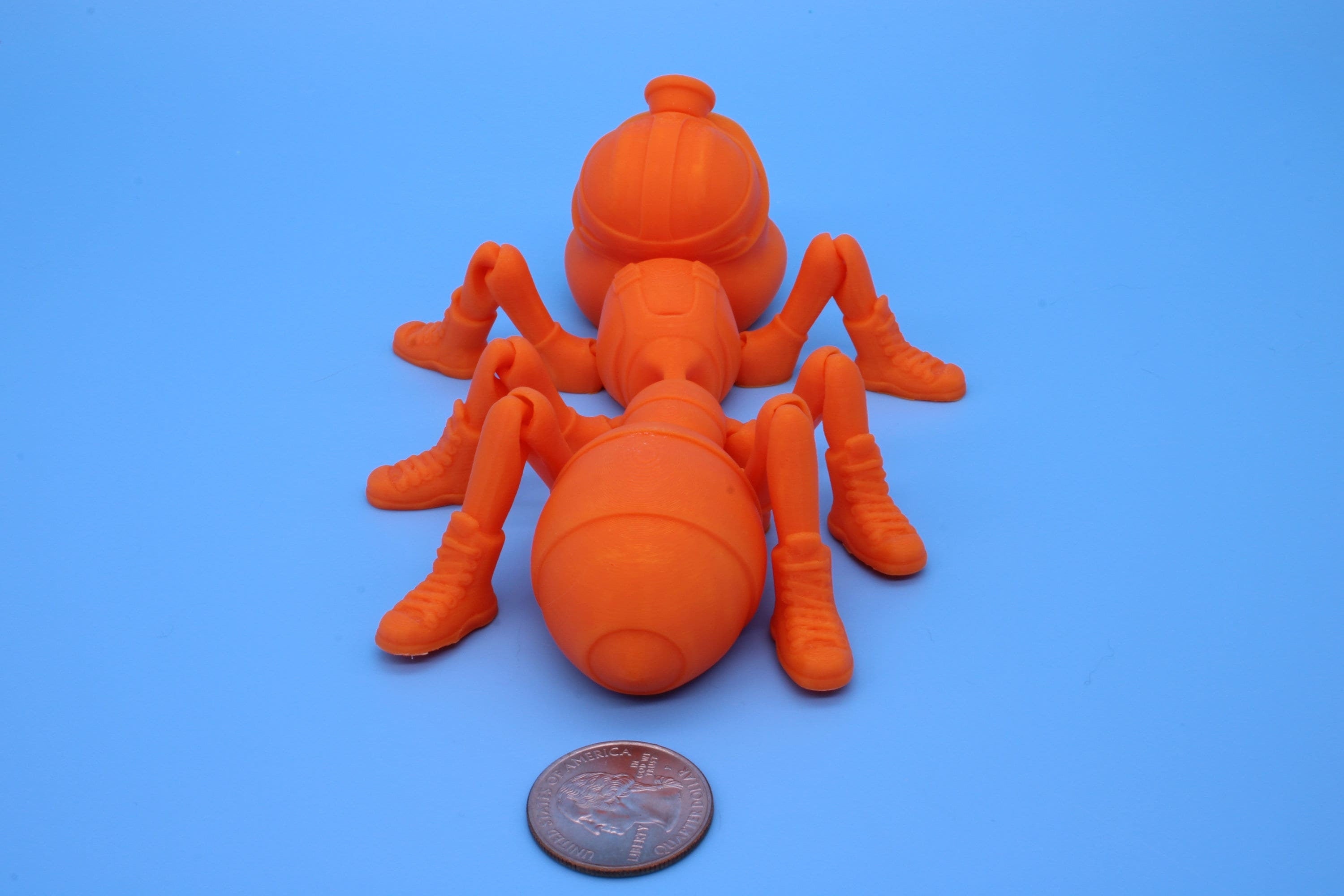Flexi Coal Miner Ant | Articulating Orange | 3D Printed. | Super Cute | Friendly, Hardworking Ant | Great Fidget Toy | Buddy | Sensory toy.