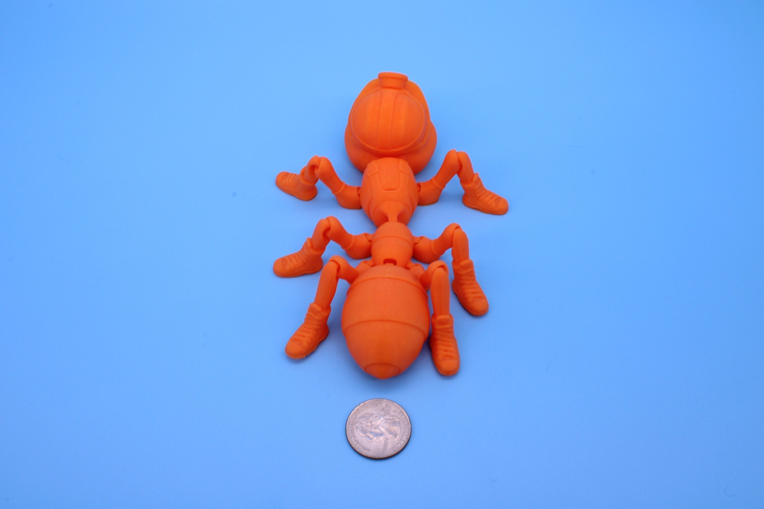 Flexi Coal Miner Ant | Articulating Orange | 3D Printed. | Super Cute | Friendly, Hardworking Ant | Great Fidget Toy | Buddy | Sensory toy.