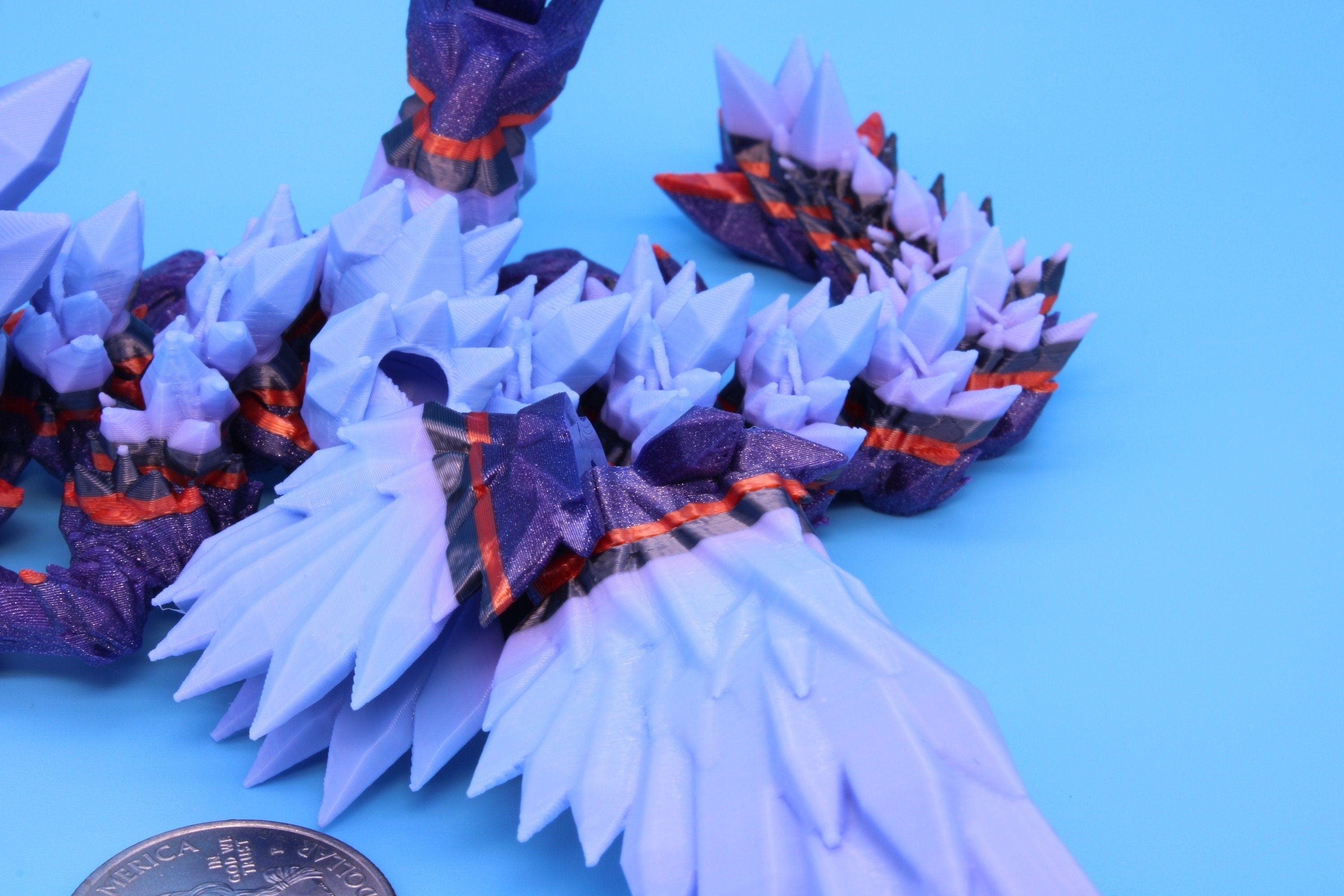 Miniature Baby Crystal Winged Dragon | Rainbow | 3D printed articulating Toy Fidget | Flexi Toy 7 in. head to tail | Stress Relief Gift