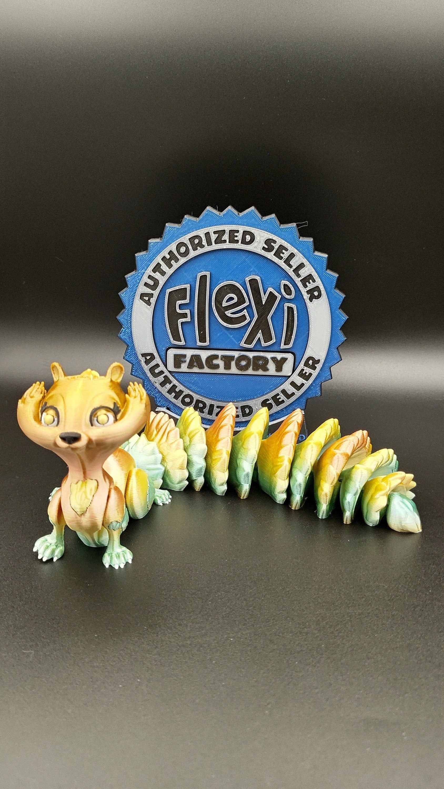 Flawed Squirrel | Cute Flexi Animal | Rainbow Unique 3D Printed Squirrel | Great Articulating fidget | Stim Toy | Sensory Toy | Desk Toy.