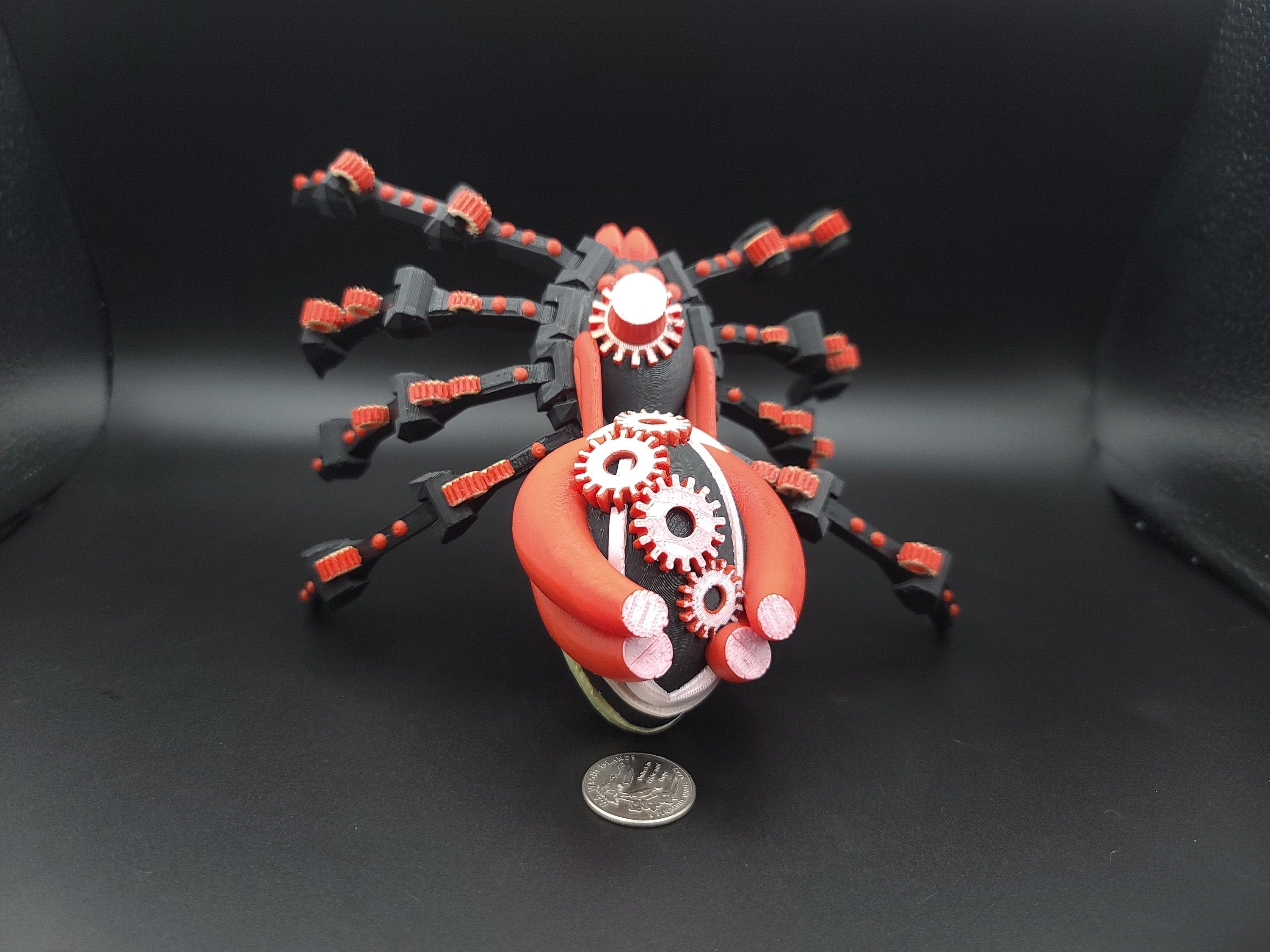 Multi Color Steam Punk Spider. 100% 3D printed! Steam Punk Spider 3D printed articulating spider . flexi Toy, 9.75 in. Stress Relief, Gift.