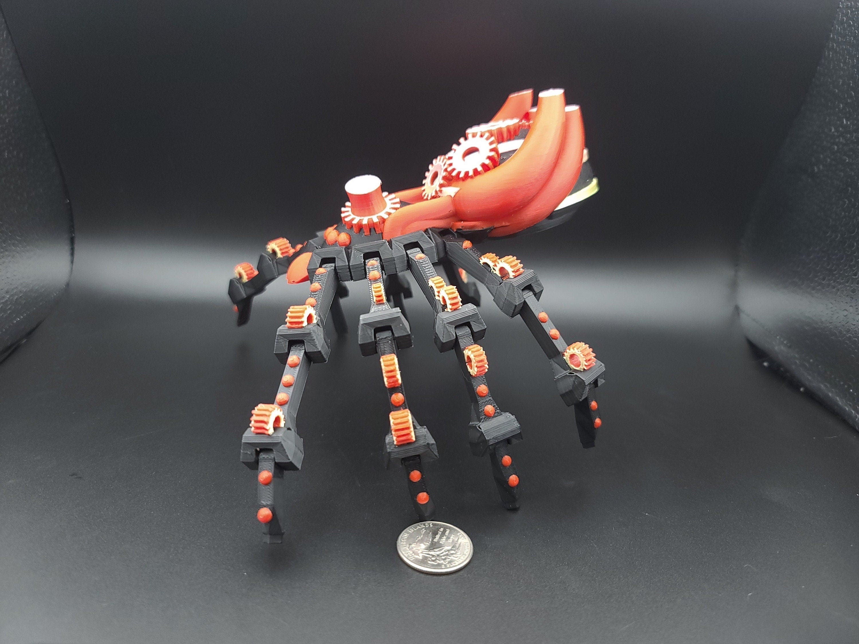 Multi Color Steam Punk Spider. 100% 3D printed! Steam Punk Spider 3D printed articulating spider . flexi Toy, 9.75 in. Stress Relief, Gift.