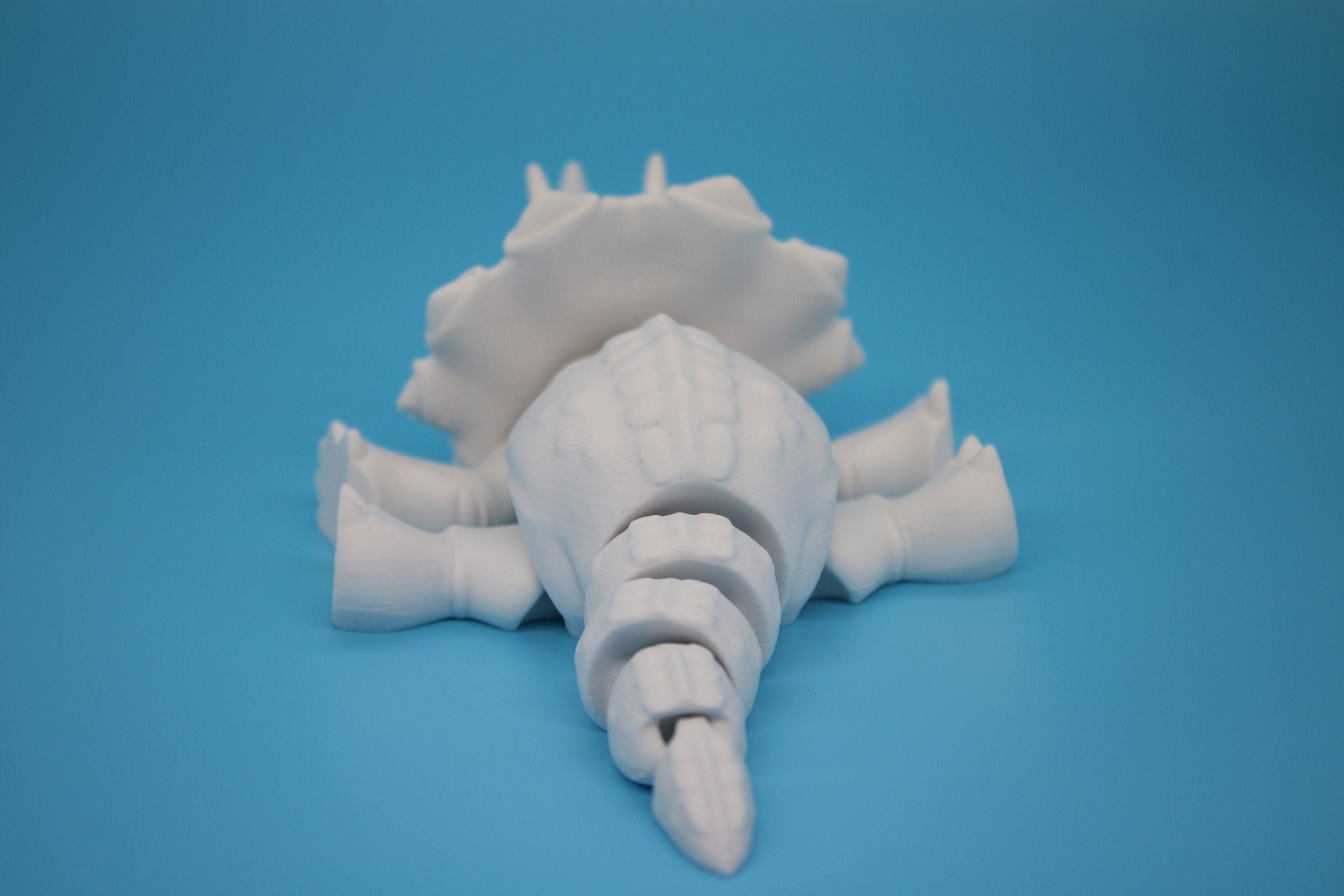 Cute Flexi White Triceratops. Unique 3D printed Triceratops. Great Articulating fidget toy, desk, sensory toy. 6.5 inch