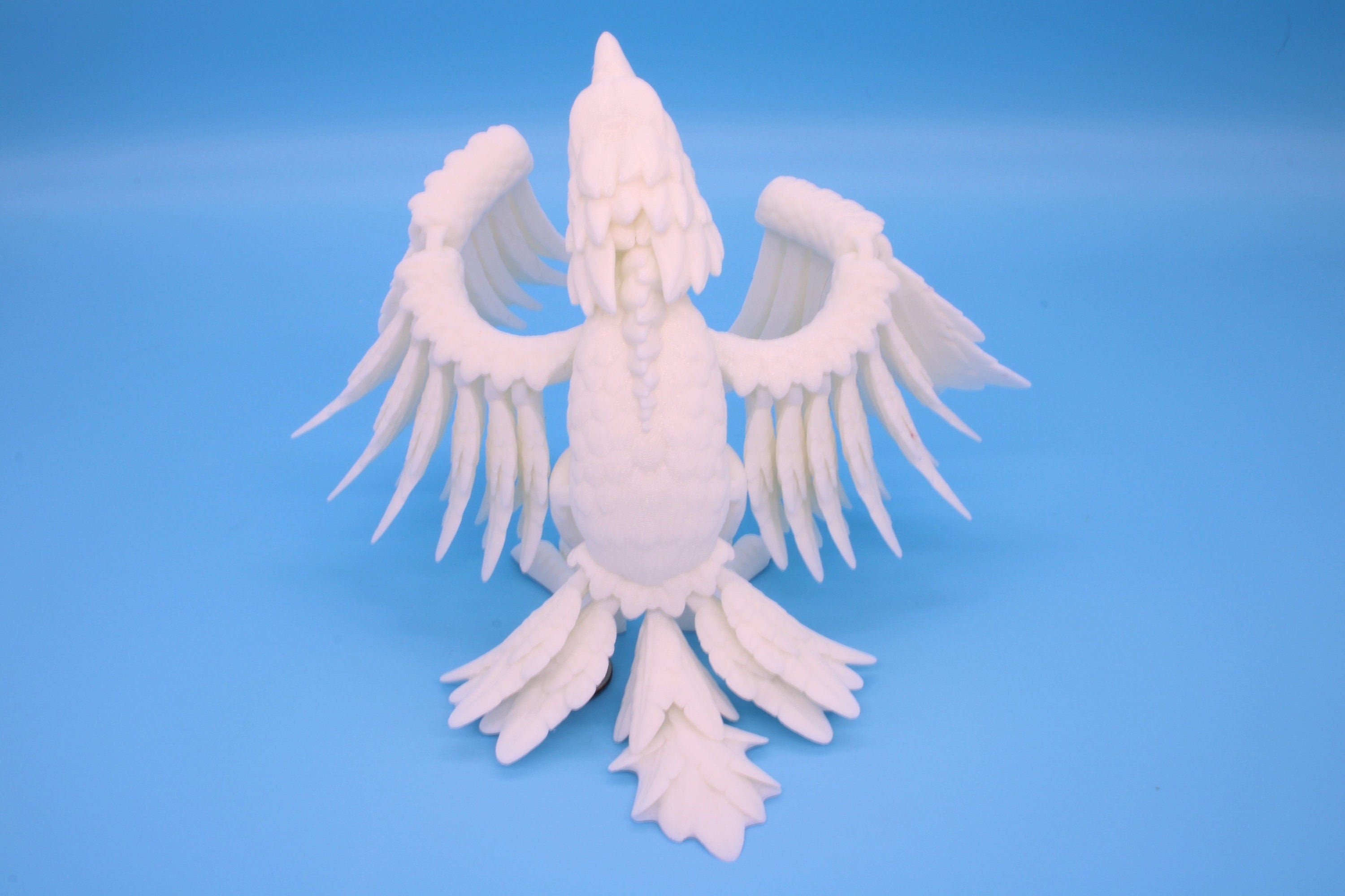 Cute Flexi White Phoenix. Unique 3D printed. Great Articulating fidget toy, desk, sensory toy. 4 inch