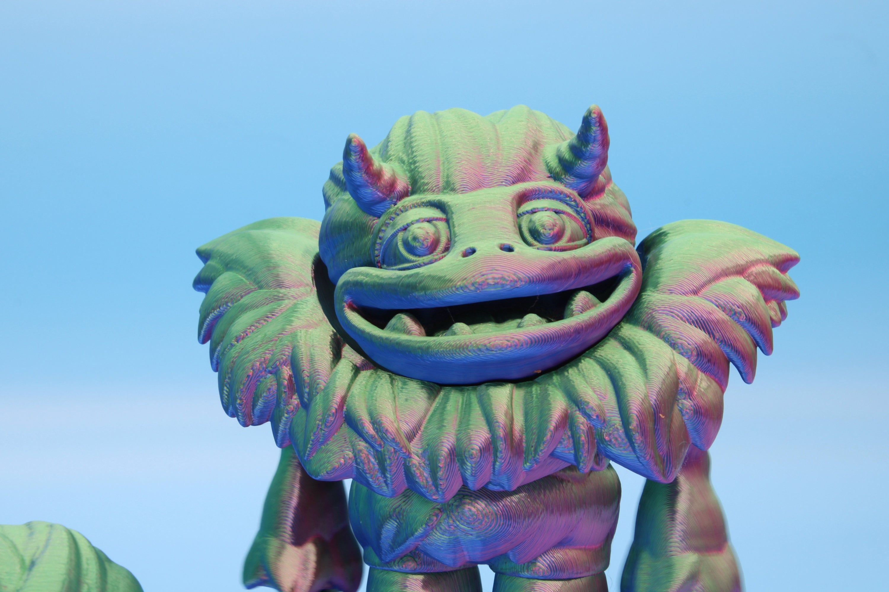 Cute Flexi Yeti & Baby Multi Color. | Unique 3D printed duo. | Great Articulating fidget toy, desk, sensory toy. | 5/3in Blue, Red, Green.