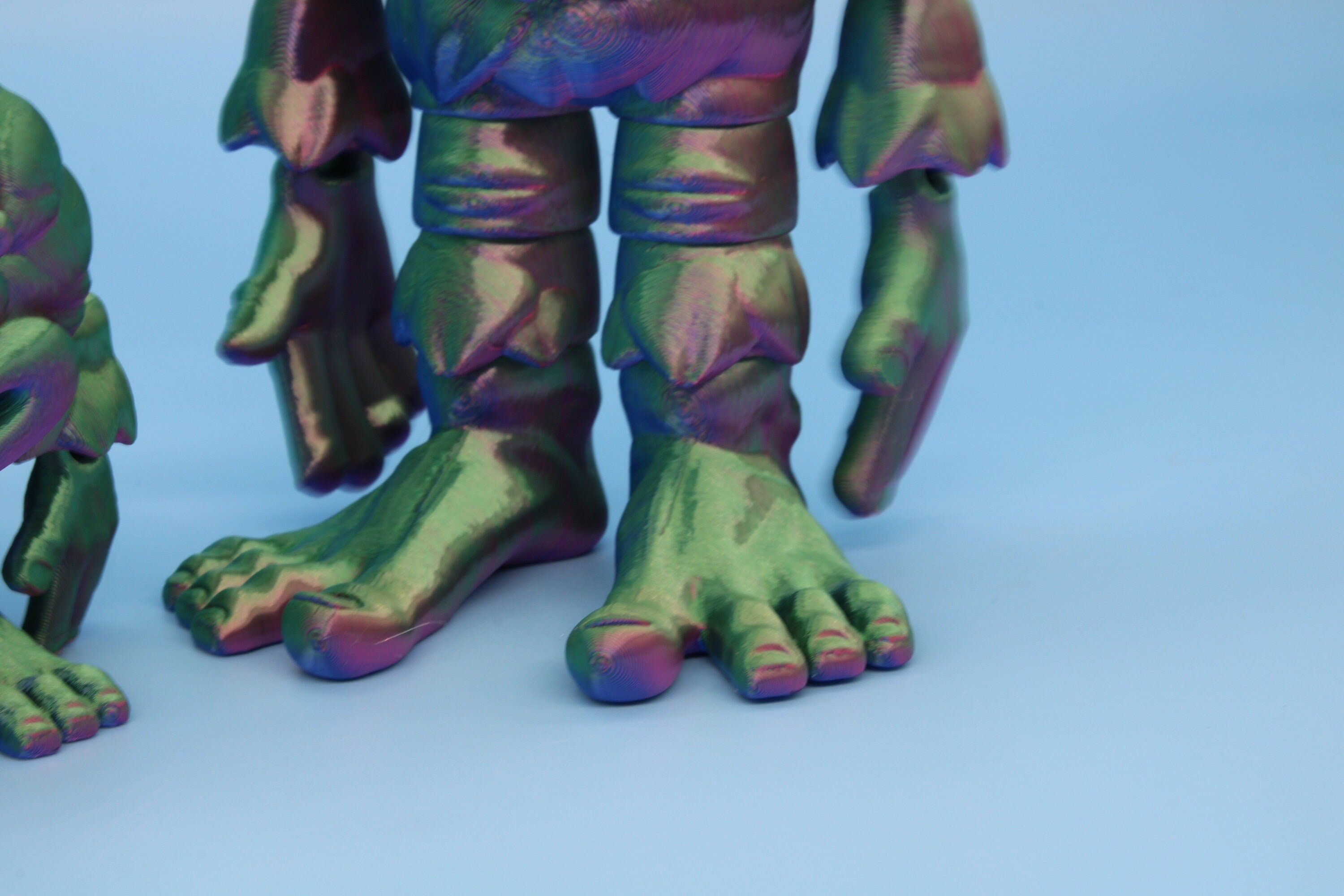 Cute Flexi Yeti & Baby Multi Color. | Unique 3D printed duo. | Great Articulating fidget toy, desk, sensory toy. | 5/3in Blue, Red, Green.