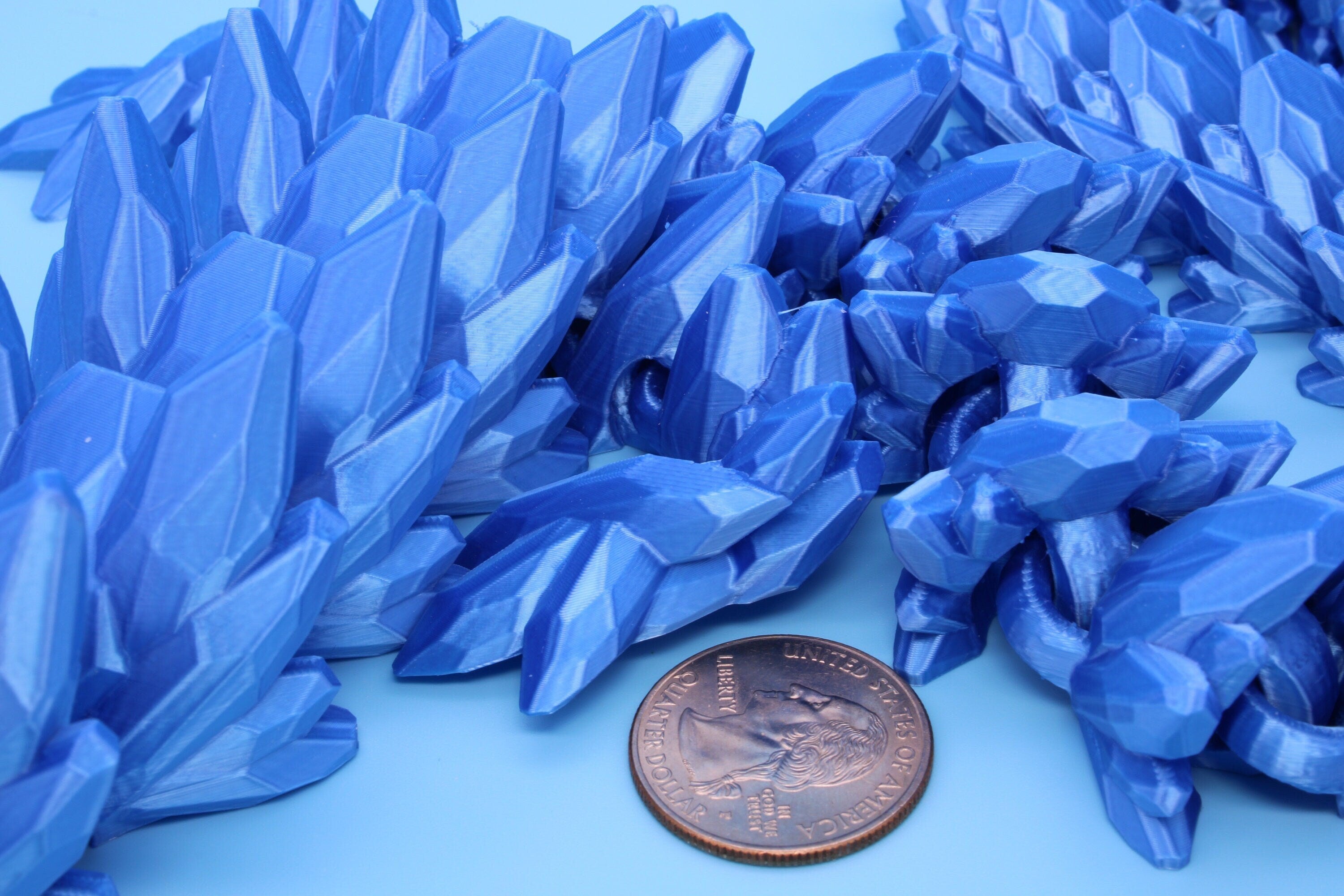 Gem Dragon | Blue | 3D Printed Articulating Dragon | Flexi Toy | Adult Fidget Toy | Dragon Buddy | 26 inches (Made)