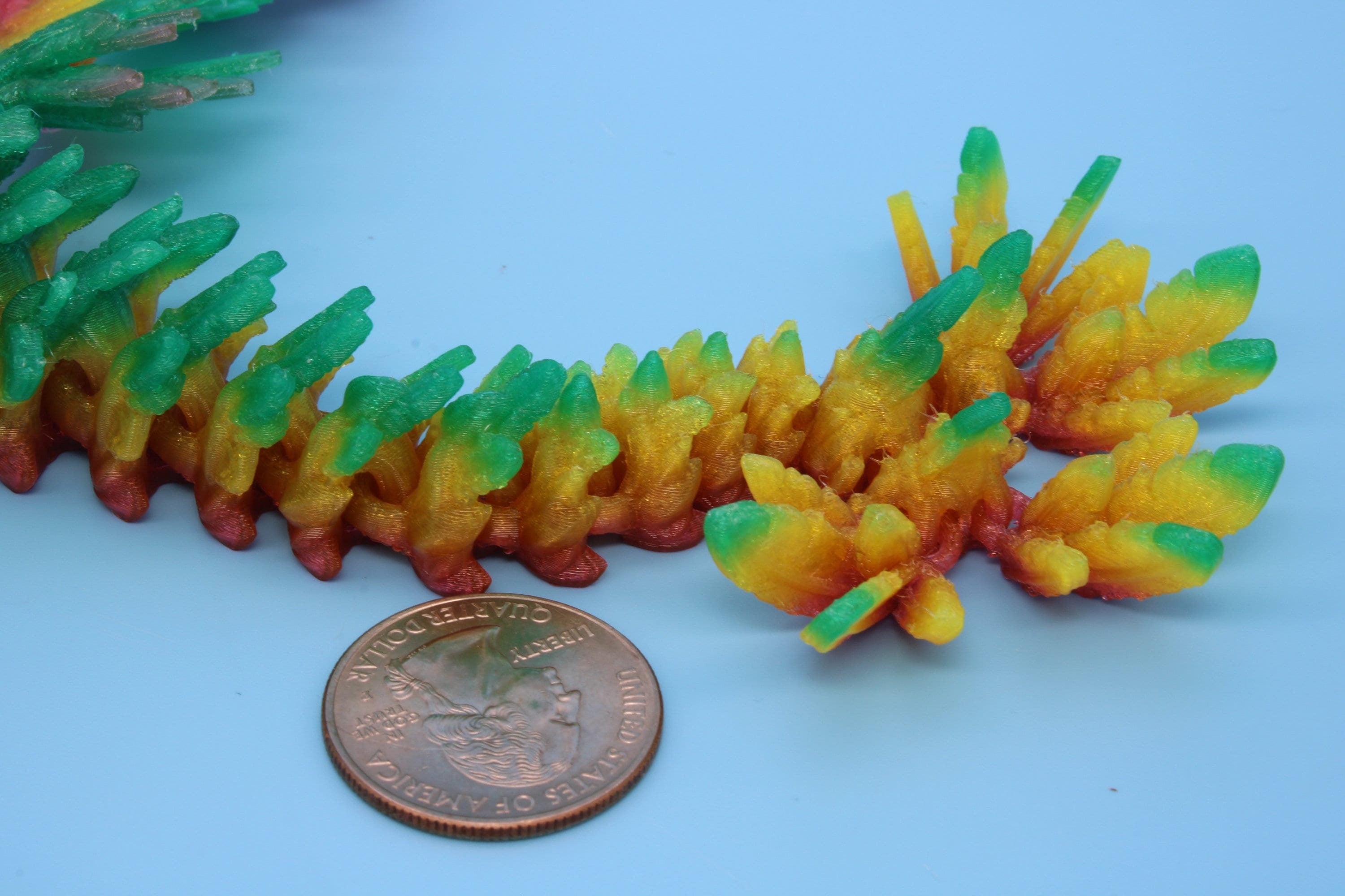 Miniature Baby Flying Serpent Dragon Rainbow 3D printed articulating Toy Fidget Flexi Toy 7 in. head to tail Stress Relief Gift