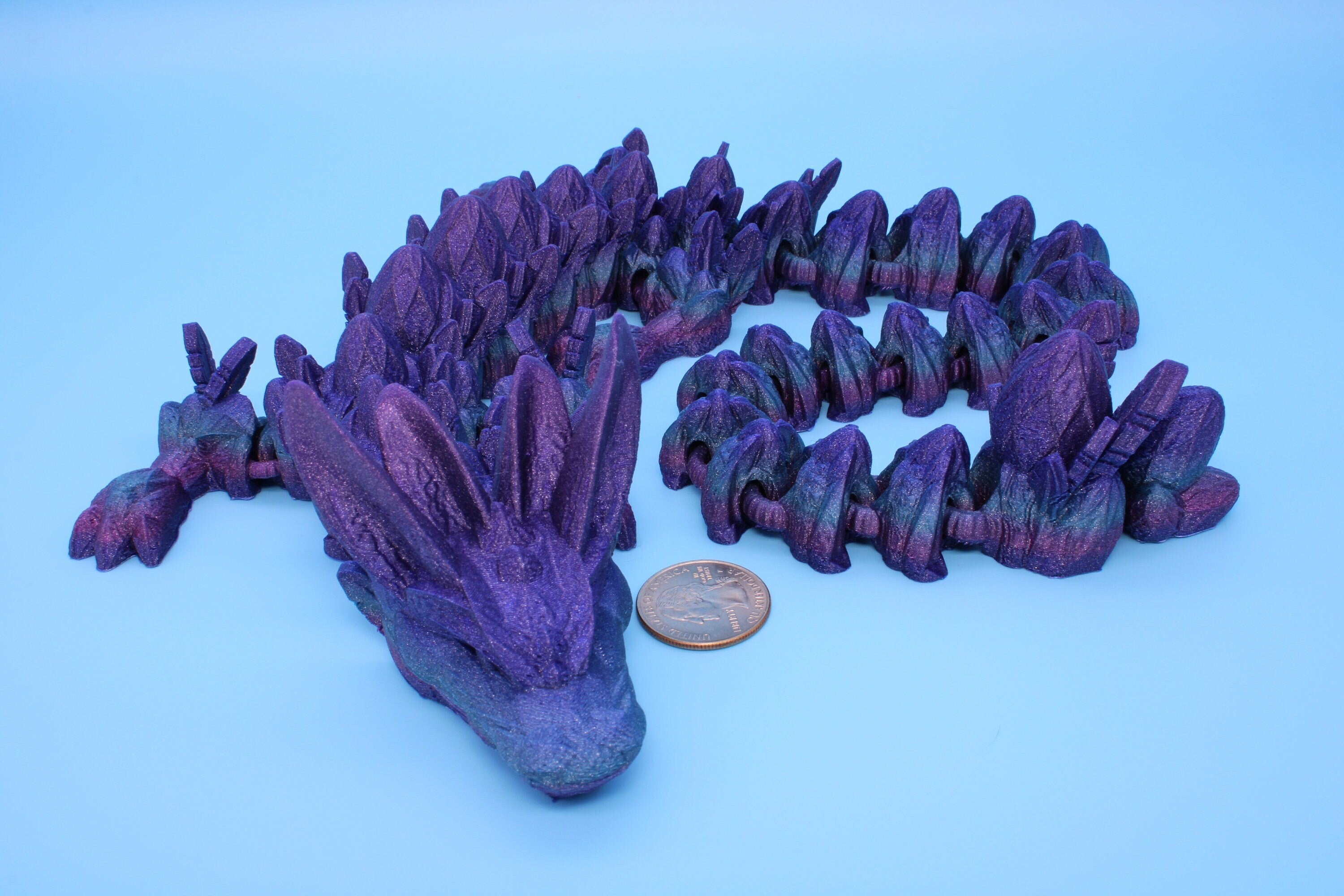 Easter Dragon | Multi Color Rainbow | 3D Printed Articulating Dragon | Flexi Toy | Adult Fidget Toy | Dragon Buddy ready for you! 23 in
